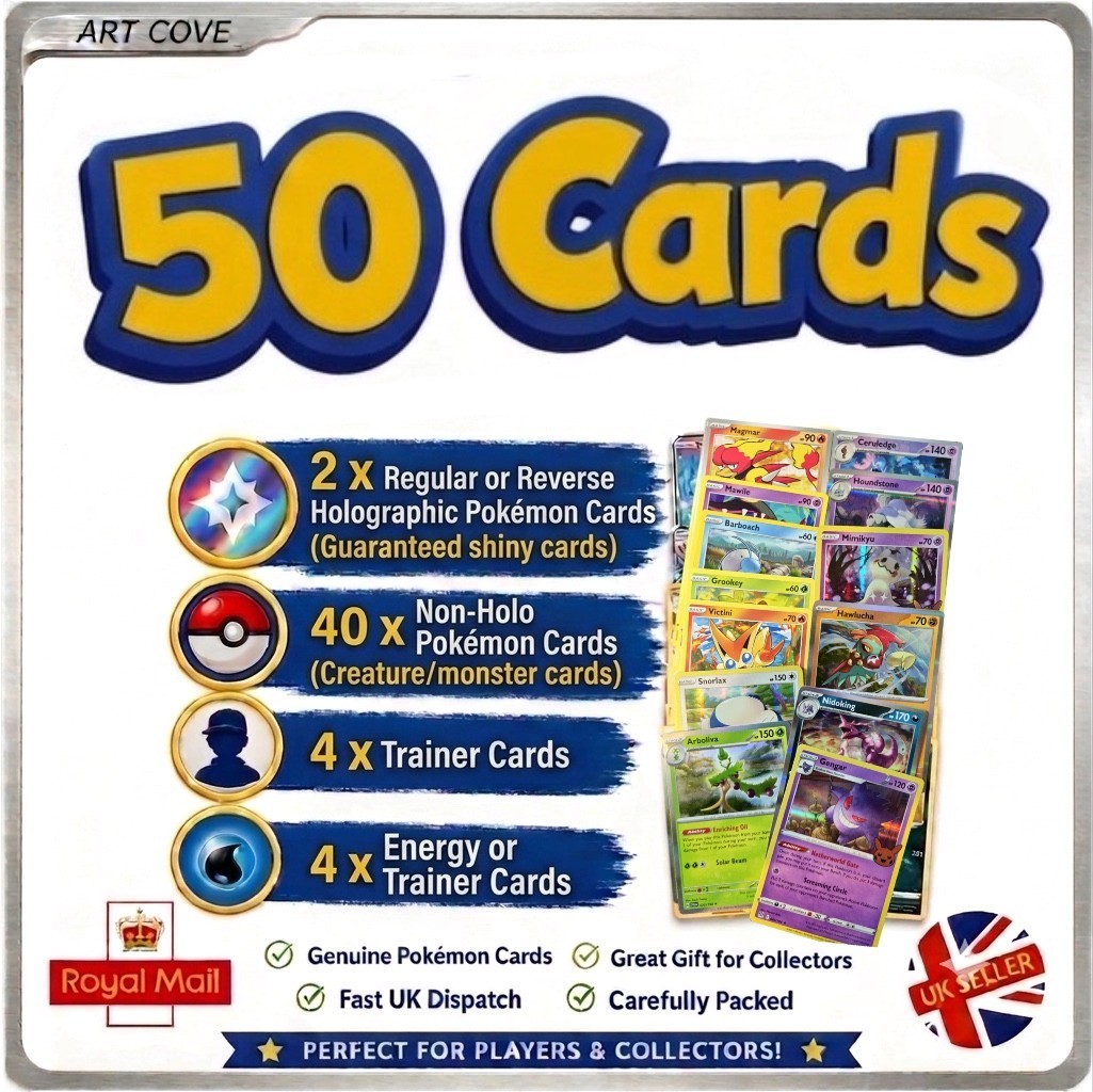 50x Pokemon Card Bundle TCG Holo 100% Genuine Pokémon Cards Collection 50x Pokemon Card Bundle TCG Holo 100% Genuine Pokémon Cards Collection