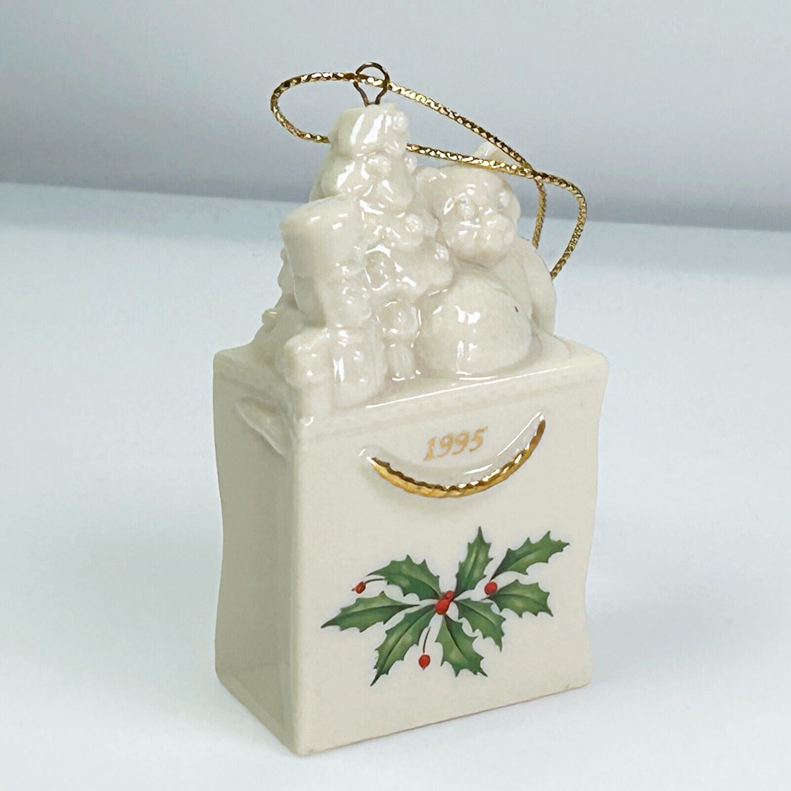 LENOX 1995 Porcelain HOLIDAY PACKAGE Christmas Ornament 4.25