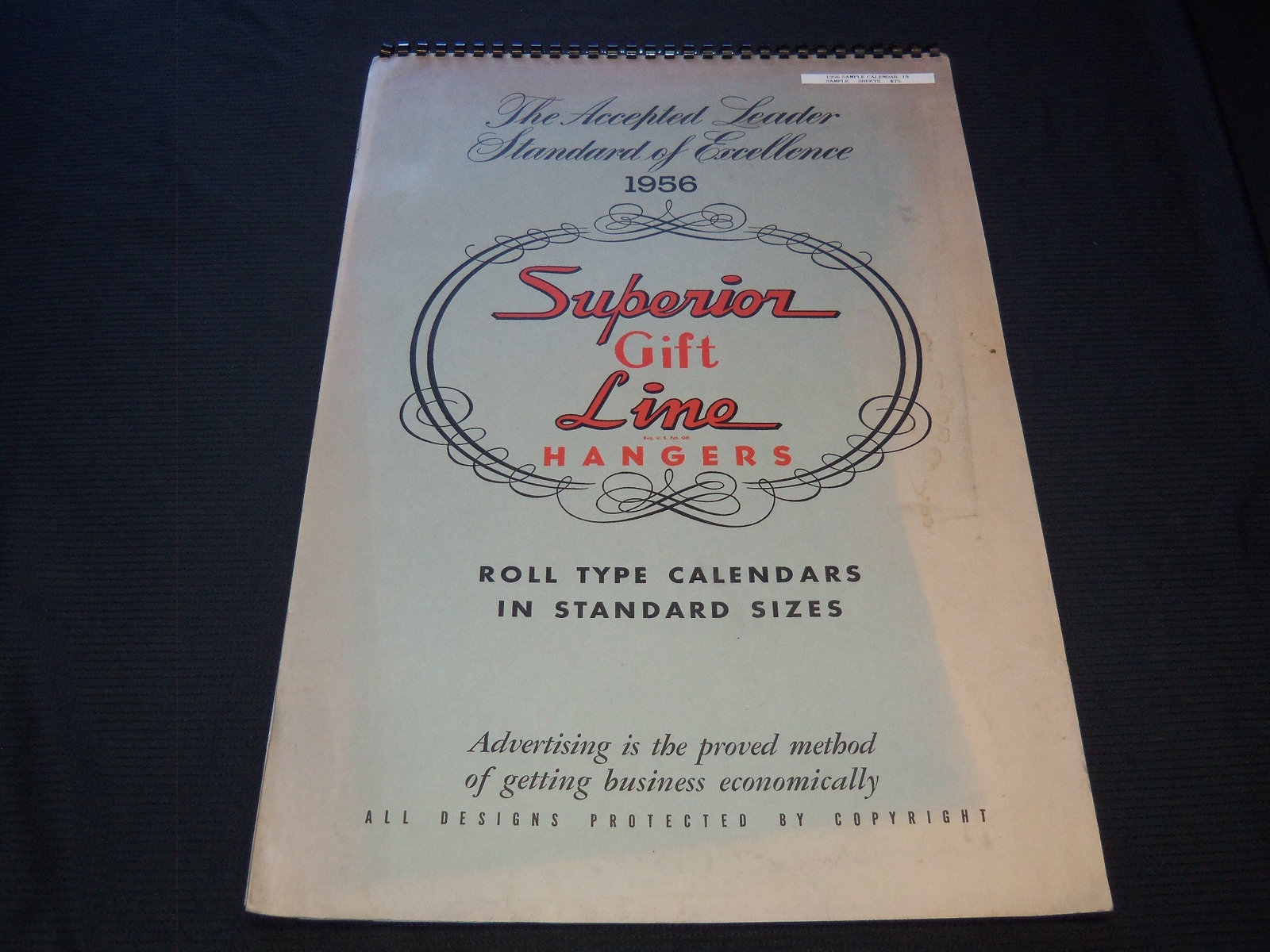 1956 SUPERIOR GIFT LINE HANGERS CALENDAR SALESMAN SAMPLE SHEETS BOOK - C 5