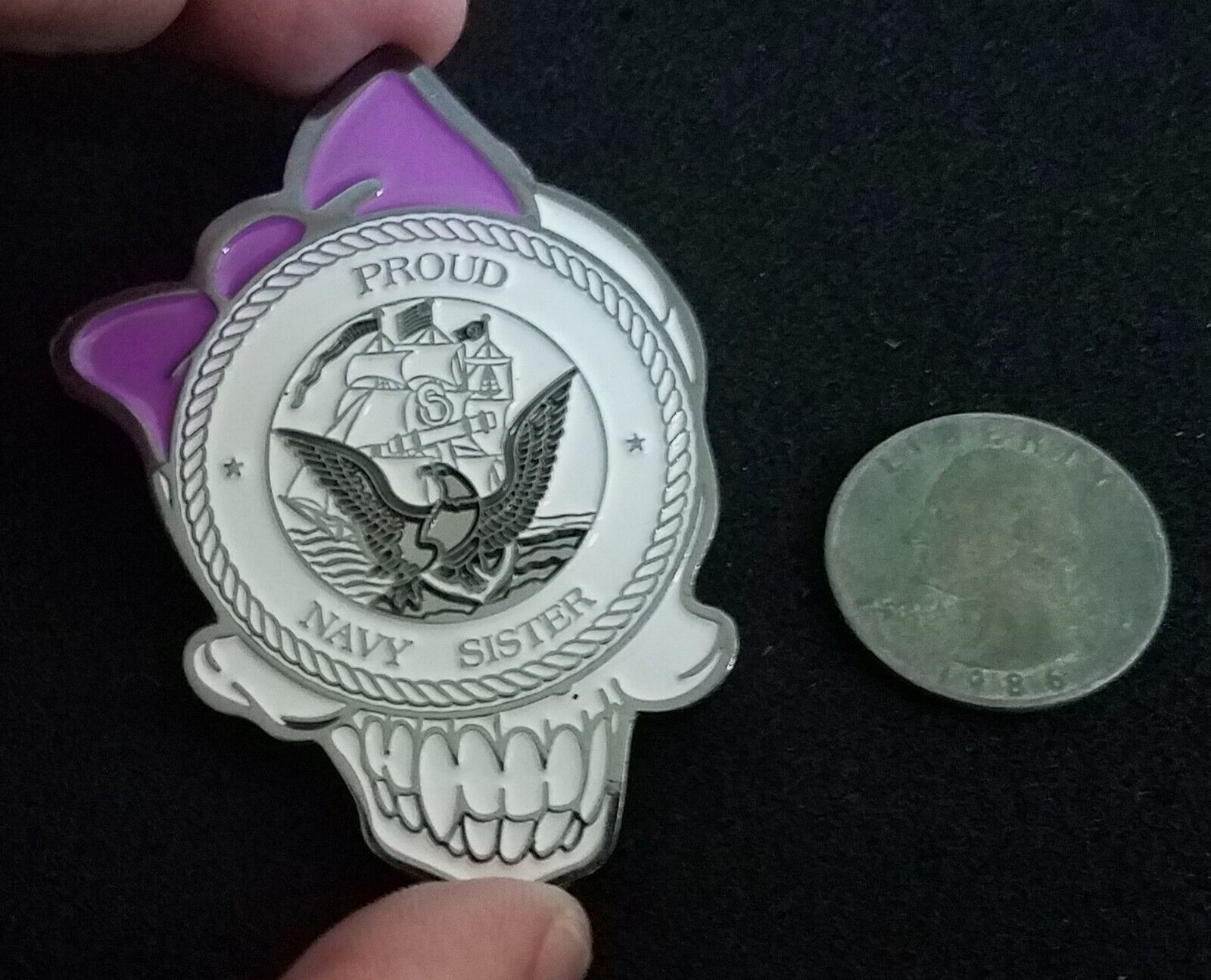 BAD@SS Proud Navy Sister United States Navy Naval SKULL USN US Challenge Coin