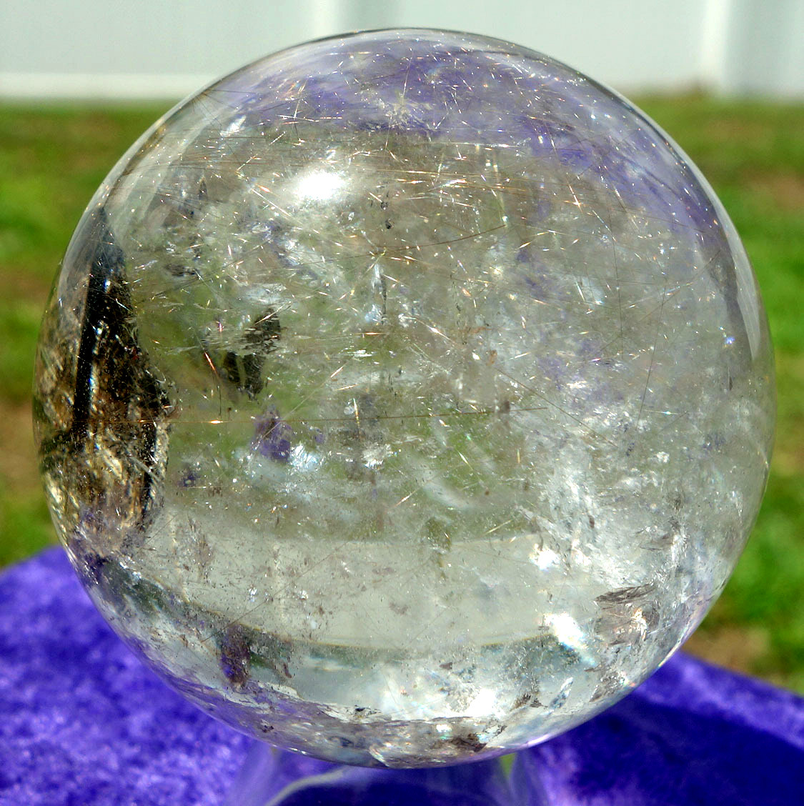Shimmering RUTILES in Clear QUARTZ Sphere Rutilated Crystal Ball