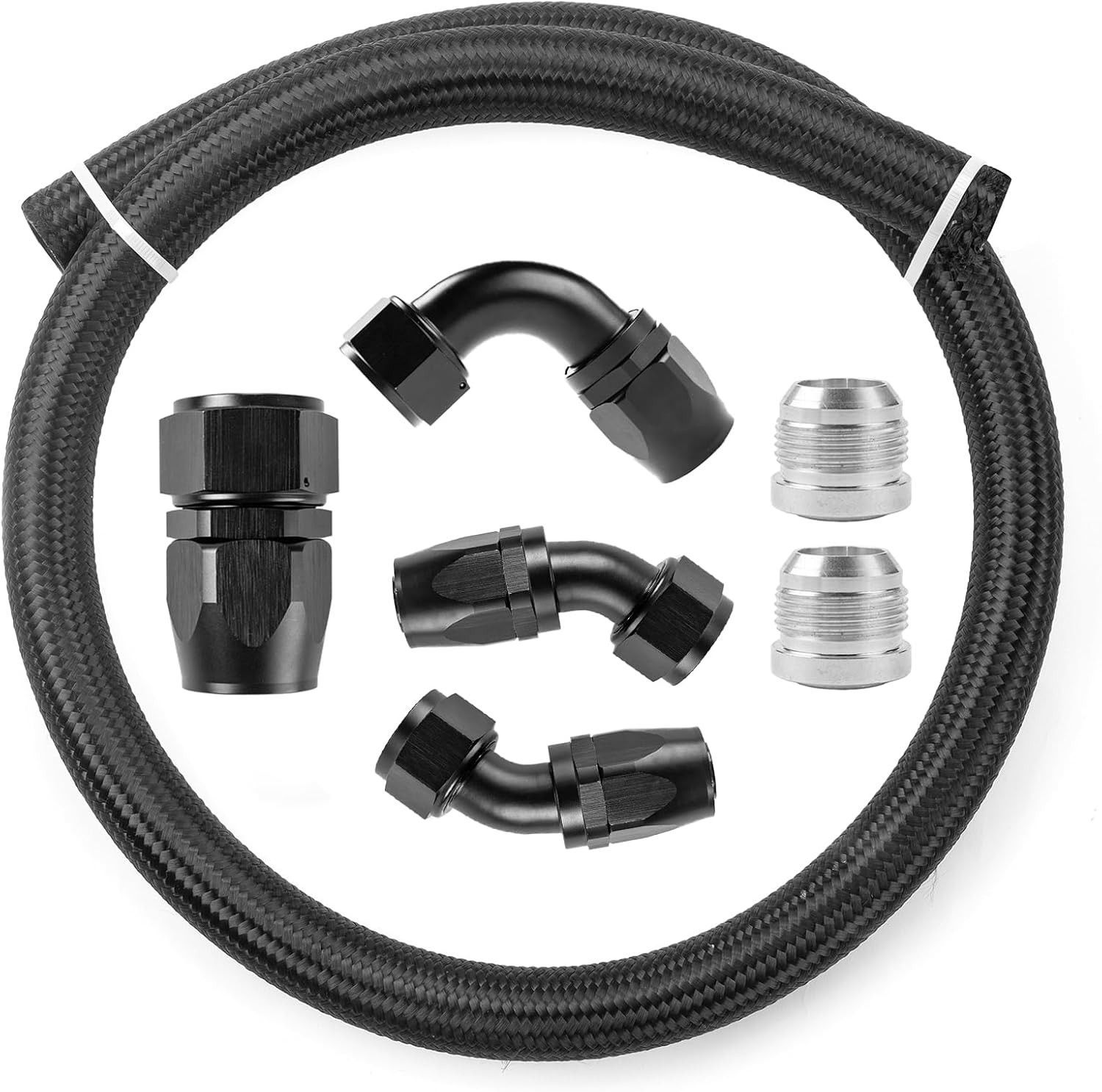 16AN Fuel Line Kit, AN16 Nylon Braided CPE Rubber Hose Oil Cooling Line, 5 Feet
