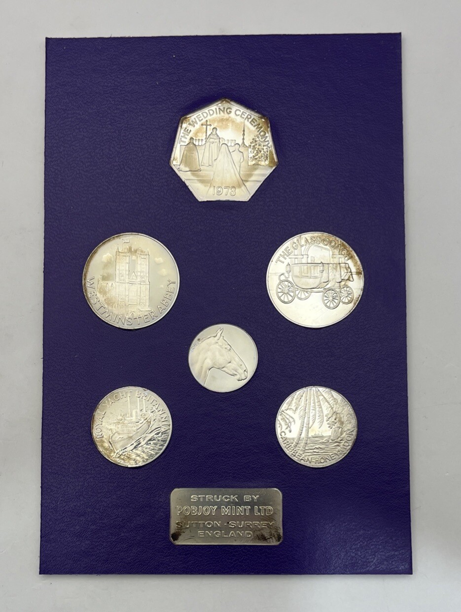 1973 Pobjoy Mint England Royal Wedding Sterling Silver Coins 1973 Pobjoy Mint England Royal Wedding Sterling Silver Coins