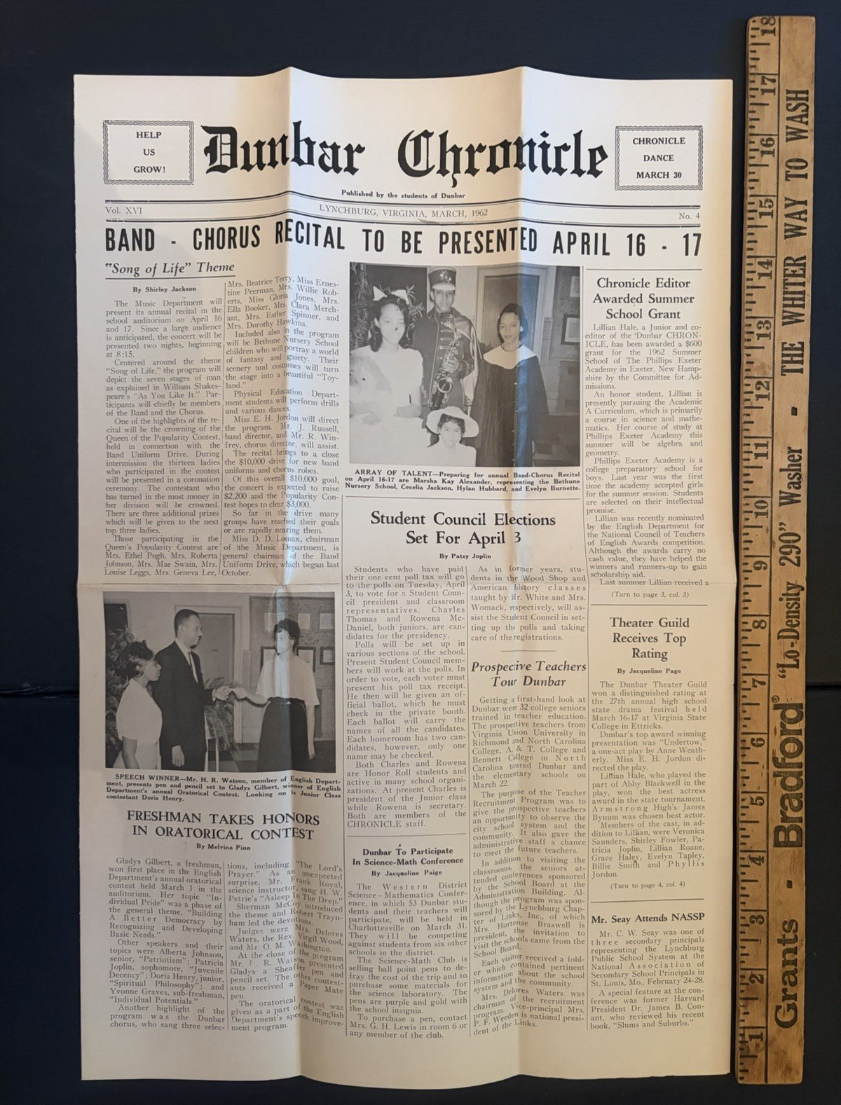 1962 Dunbar Chronicle Newspaper Lynchburg VA High School Basketball Champs Poet