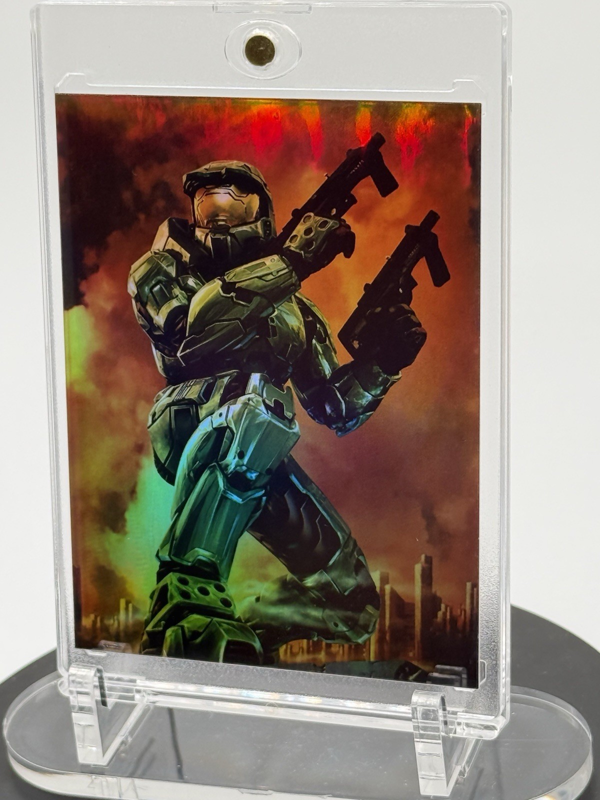 Halo Master chief art card/sticker Non-Sport Trading Card. Full holographic🤙