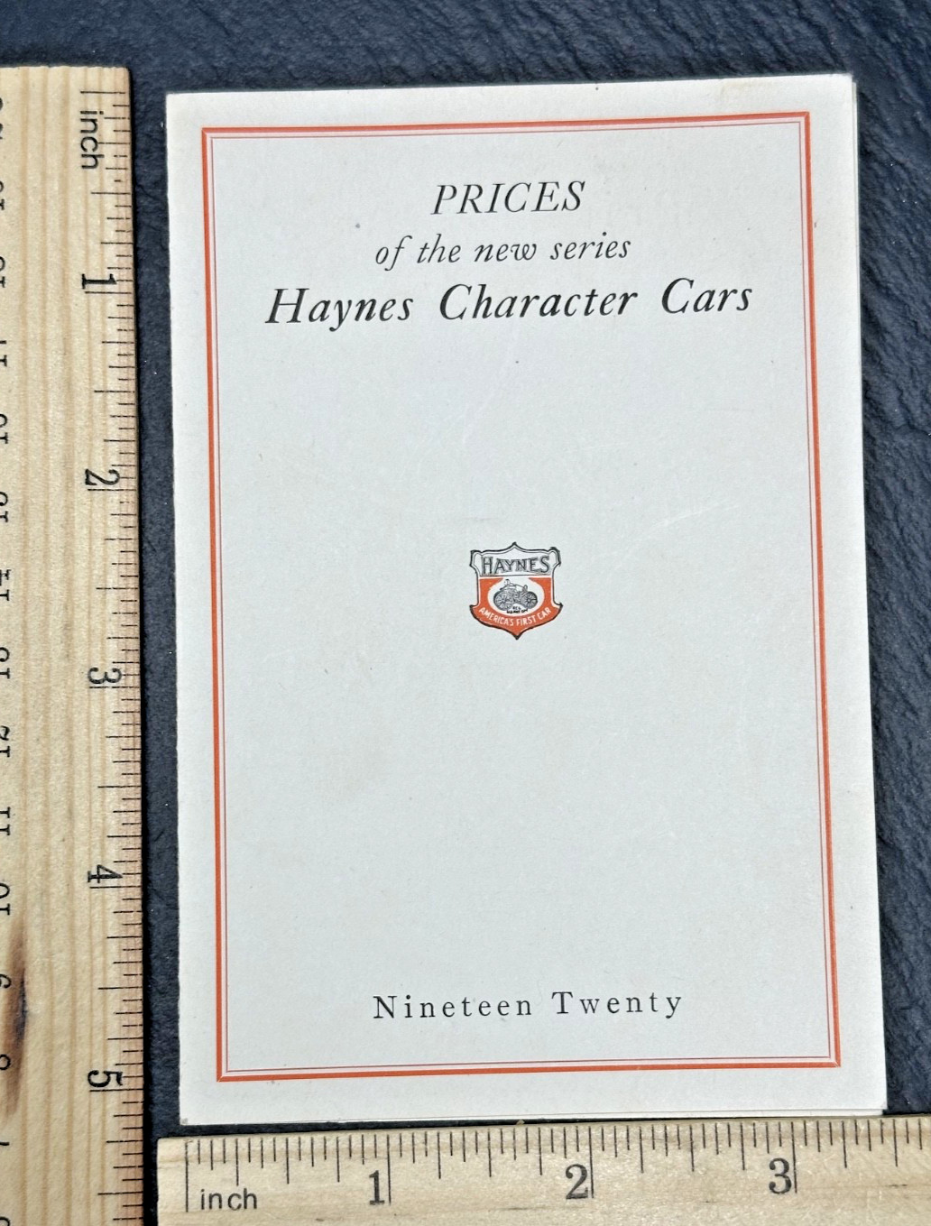 1920 HAYNES CHARACTER CARS PRICE SHEET BROCHURE - AMERICA'S FIRST CAR FP392