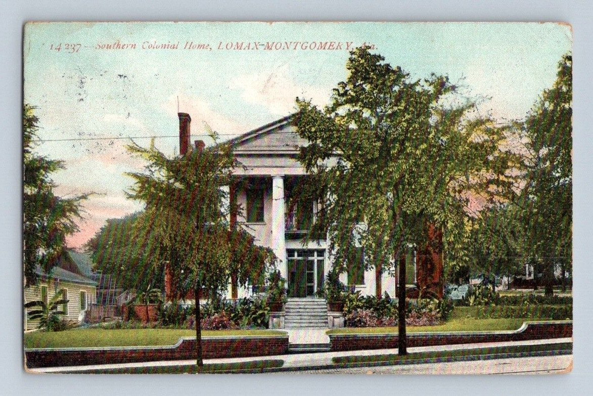 1910. MONTGOMERY, ALABAMA. SOUTHERN COLONIAL HOME, LOMAX. POSTCARD DM1