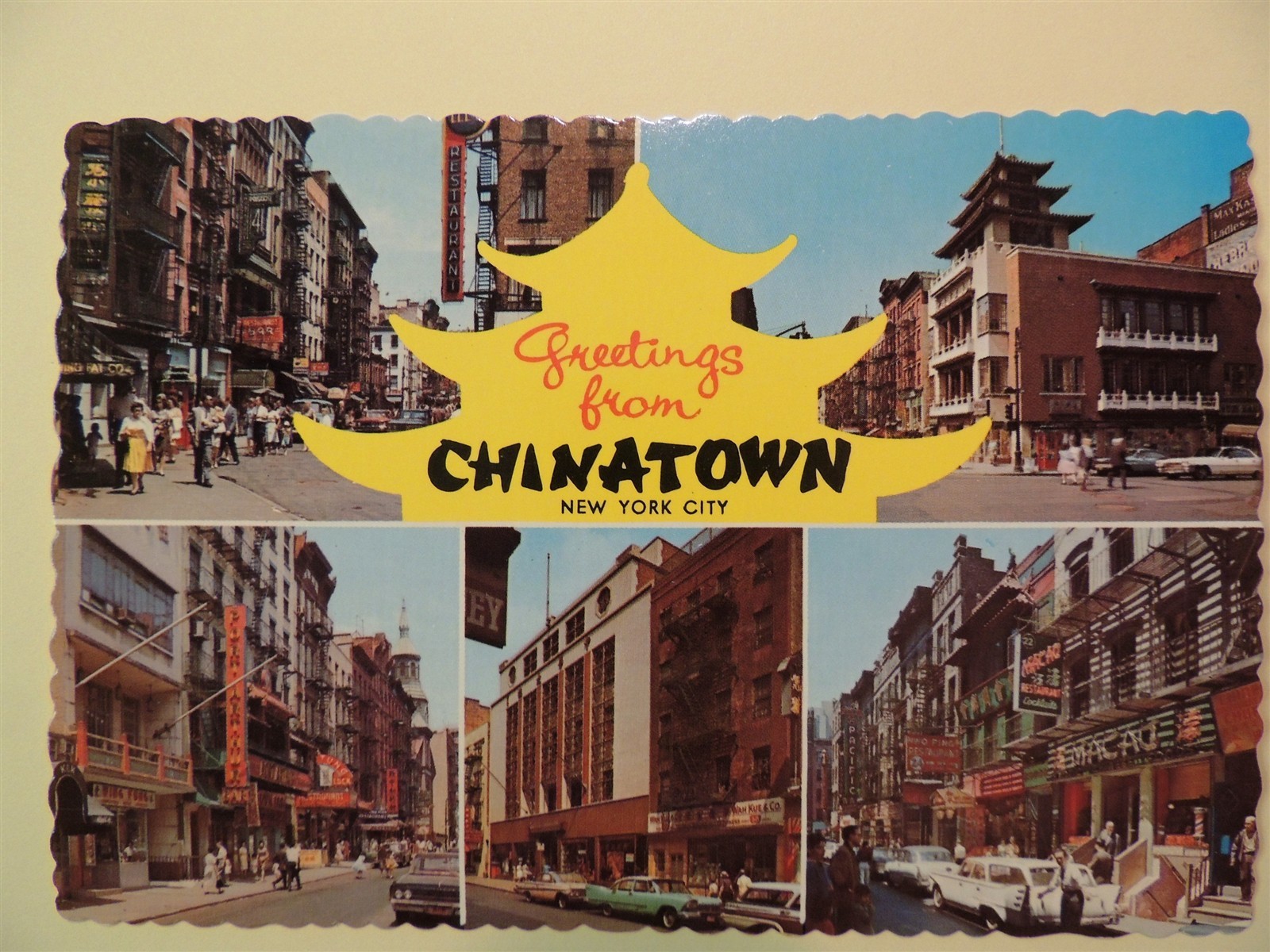 Greetings from Chinatown New York City New York vtg postcard multiple views 1969