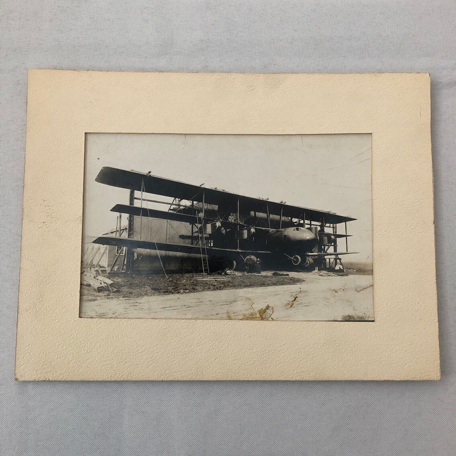 Early Antique Airplane Aircraft Photo Photograph Crew People