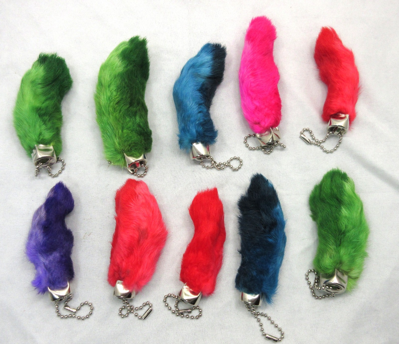 Wholesale Lot Of 10 Lucky Dyed Real Rabbits Foot Keychains Random Colors RF5 Wholesale Lot Of 10 Lucky Dyed Real Rabbits Foot Keychains Random Colors RF5