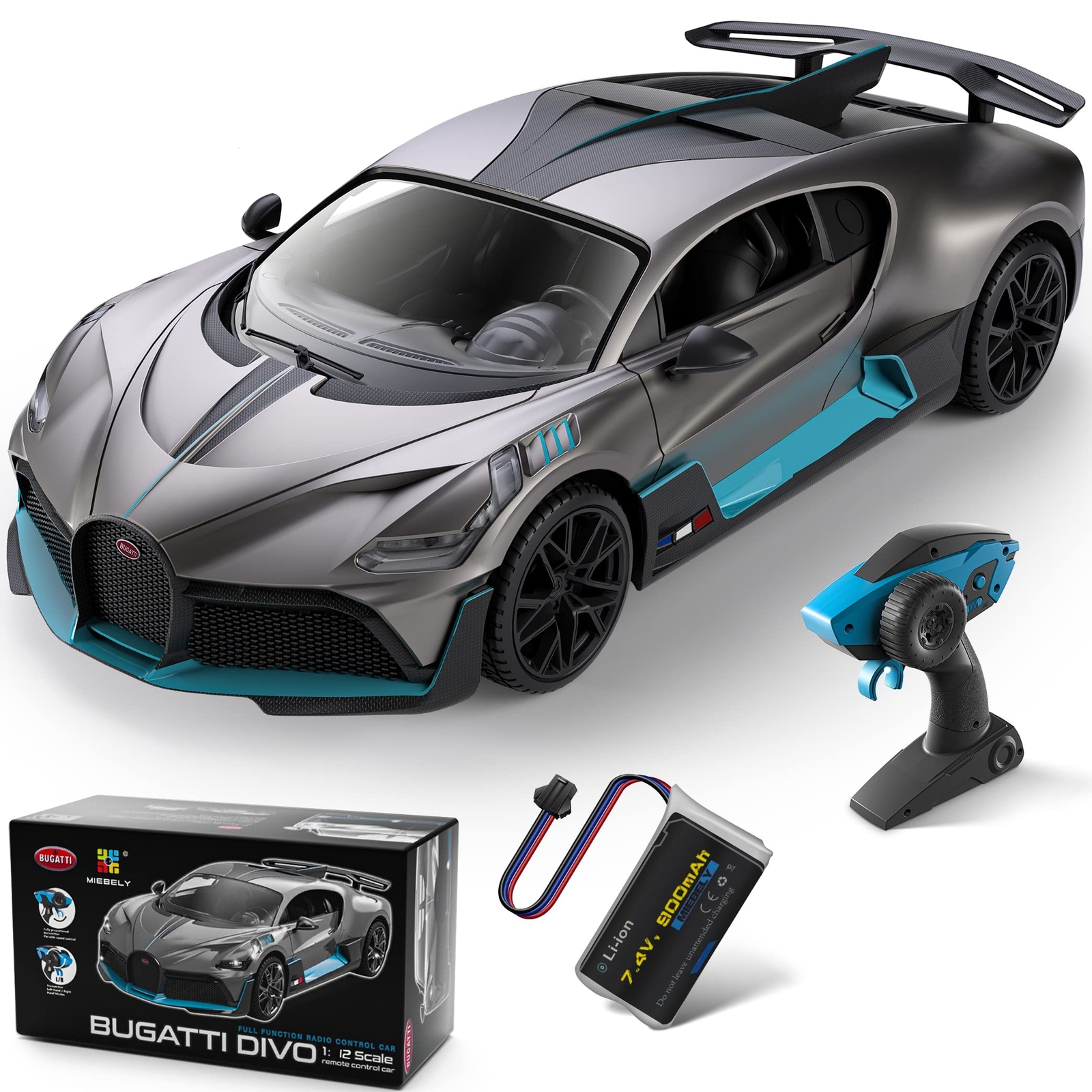 MIEBELY Remote Control Car, Bugatti Divo 1/12 Scale Rc Cars 12Km/h, 2.4Ghz Li...