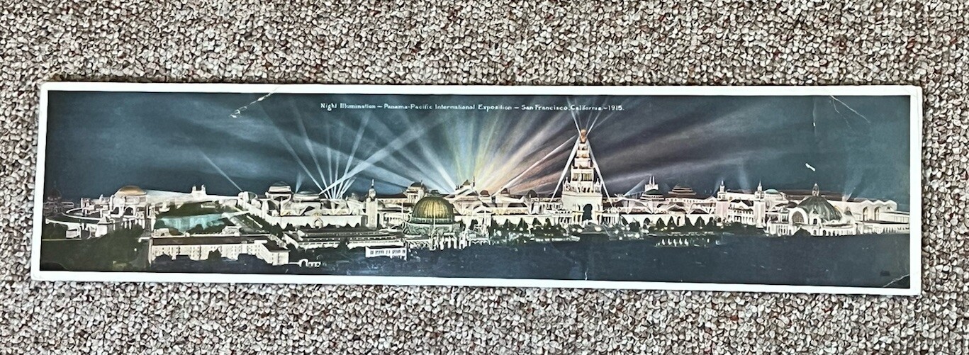 Panama Pacific Expo Panoramic “Night Illumination” Picture 26.5”x6” PanPac 🇺🇸