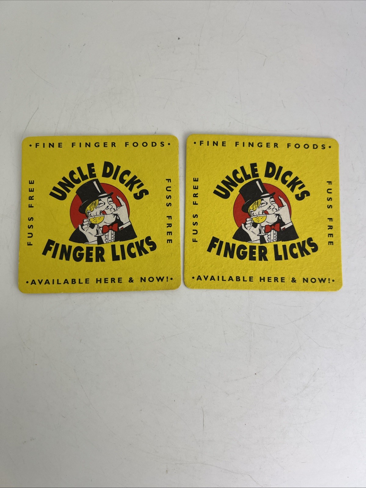 Uncle Dick’s Finger Licks Fine Finger Food Vintage Cardboard Coaster Beer Mat