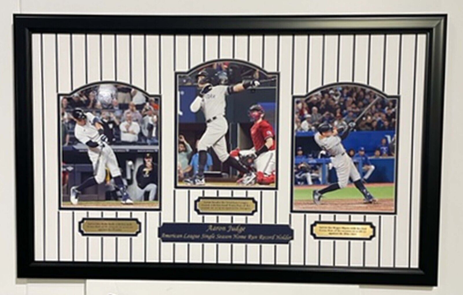 Aaron Judge 62nd Home Run triple 8x10 professional framed & engraved nameplates