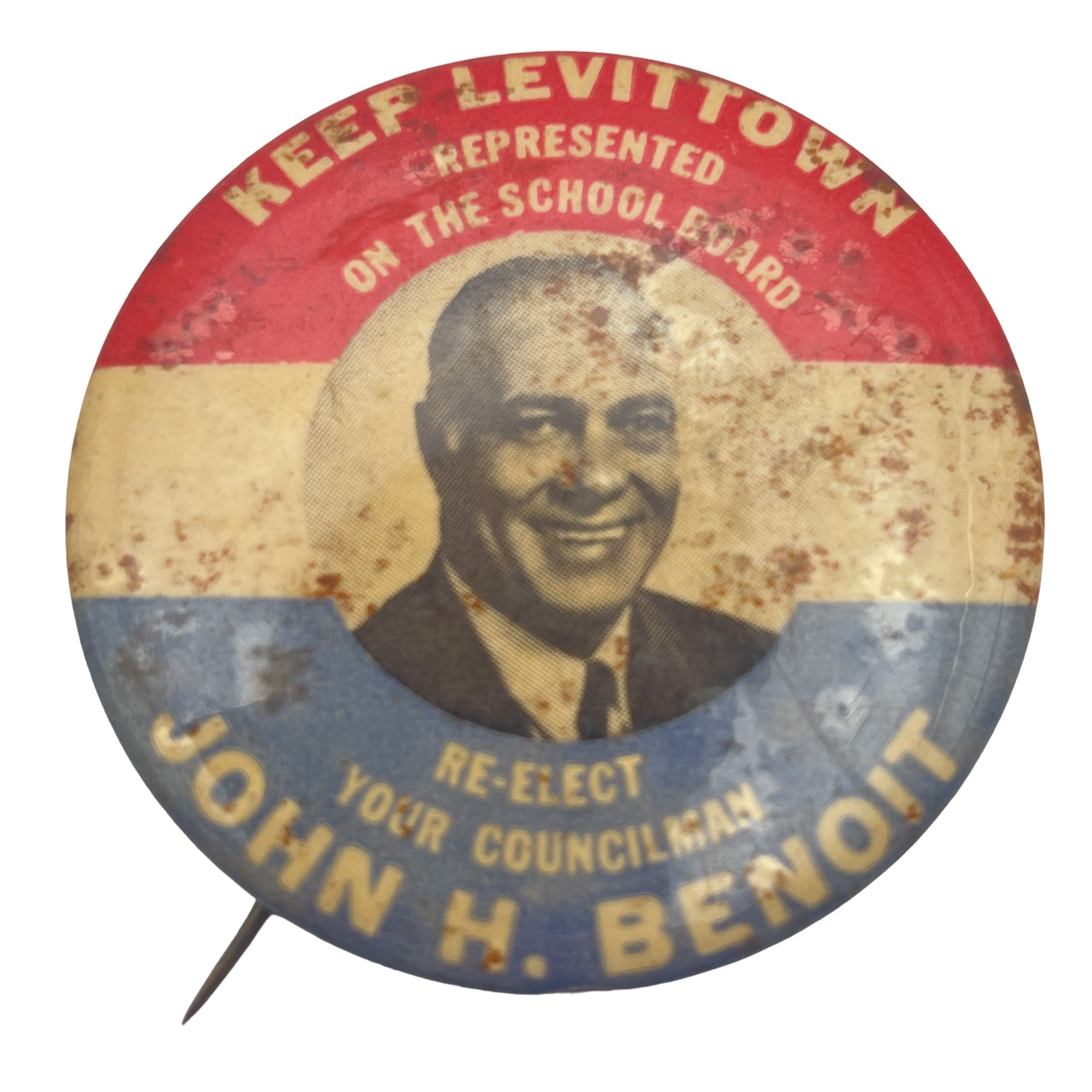 Vintage Levinttown John Benoit Councilman Political Campaign Collectible Button