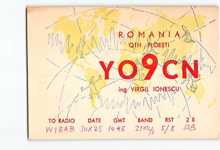 QSL/QSO Radio Card YO9CN from Romania