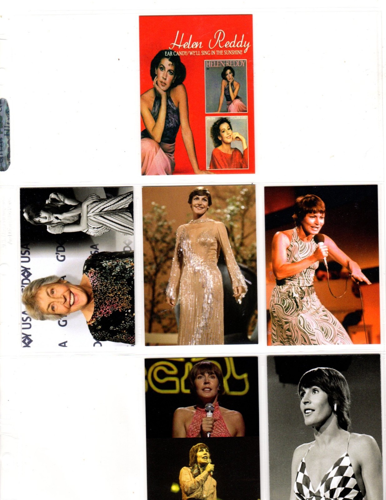HELEN REDDY     CUSTOM   NOVELTY TRADING CARD 6 CARDS   SET