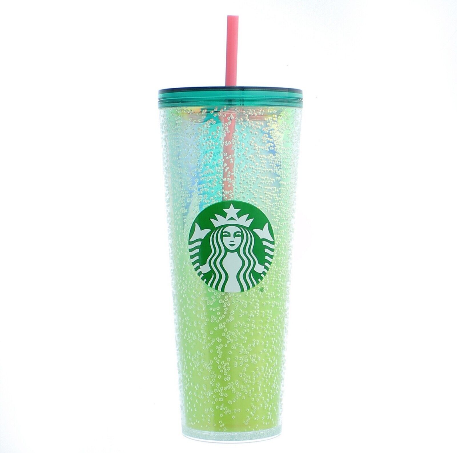 Starbucks  Venti Tumbler 2022 Yellow and Green Ombre Bubbles Cup, 24oz 011130481