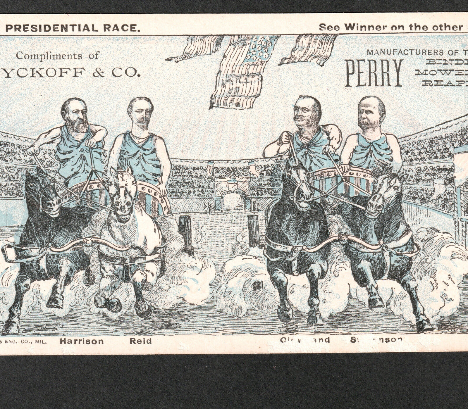 RARE - 1892 Political Grover Cleveland Election Ben-Hur Chariot Race Trade Card
