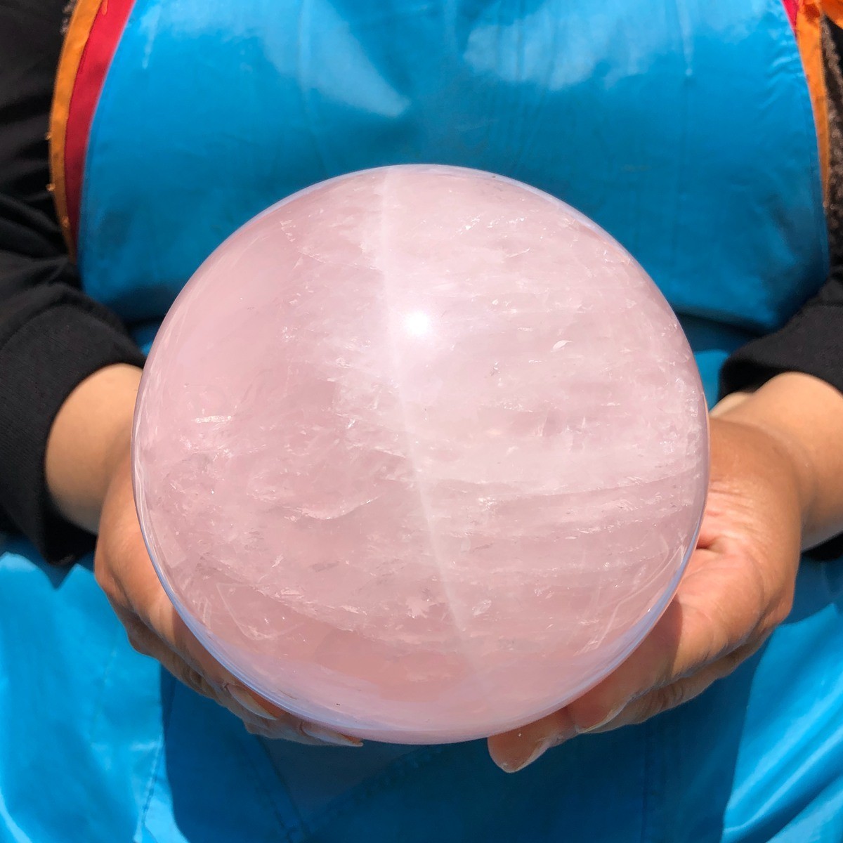 5LB Large Natural Pink Rose Quartz Sphere Crystal Ball Reiki Healing