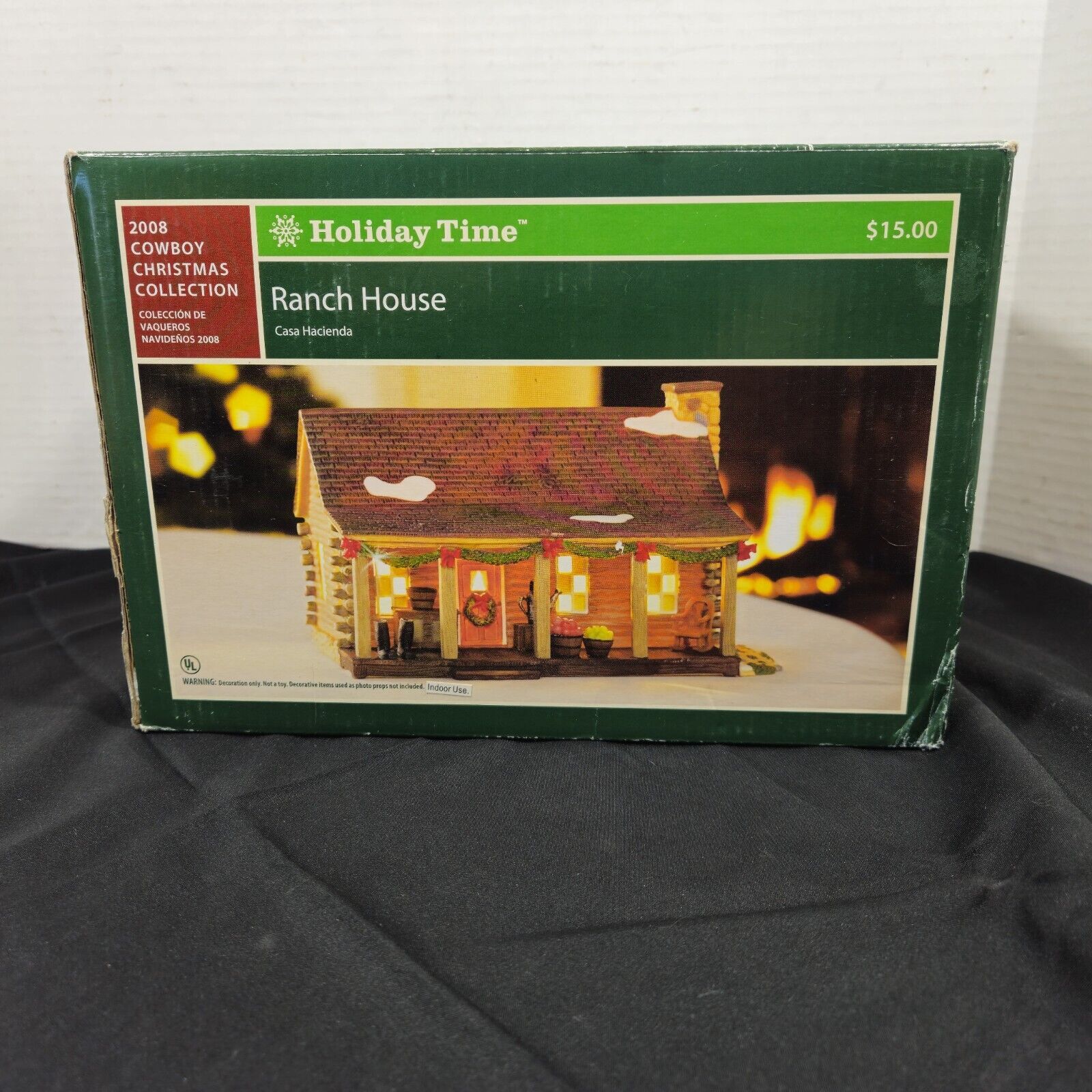 Holiday Time Cowboy Christmas Western Ranch House Village Cabin No Light Figure 