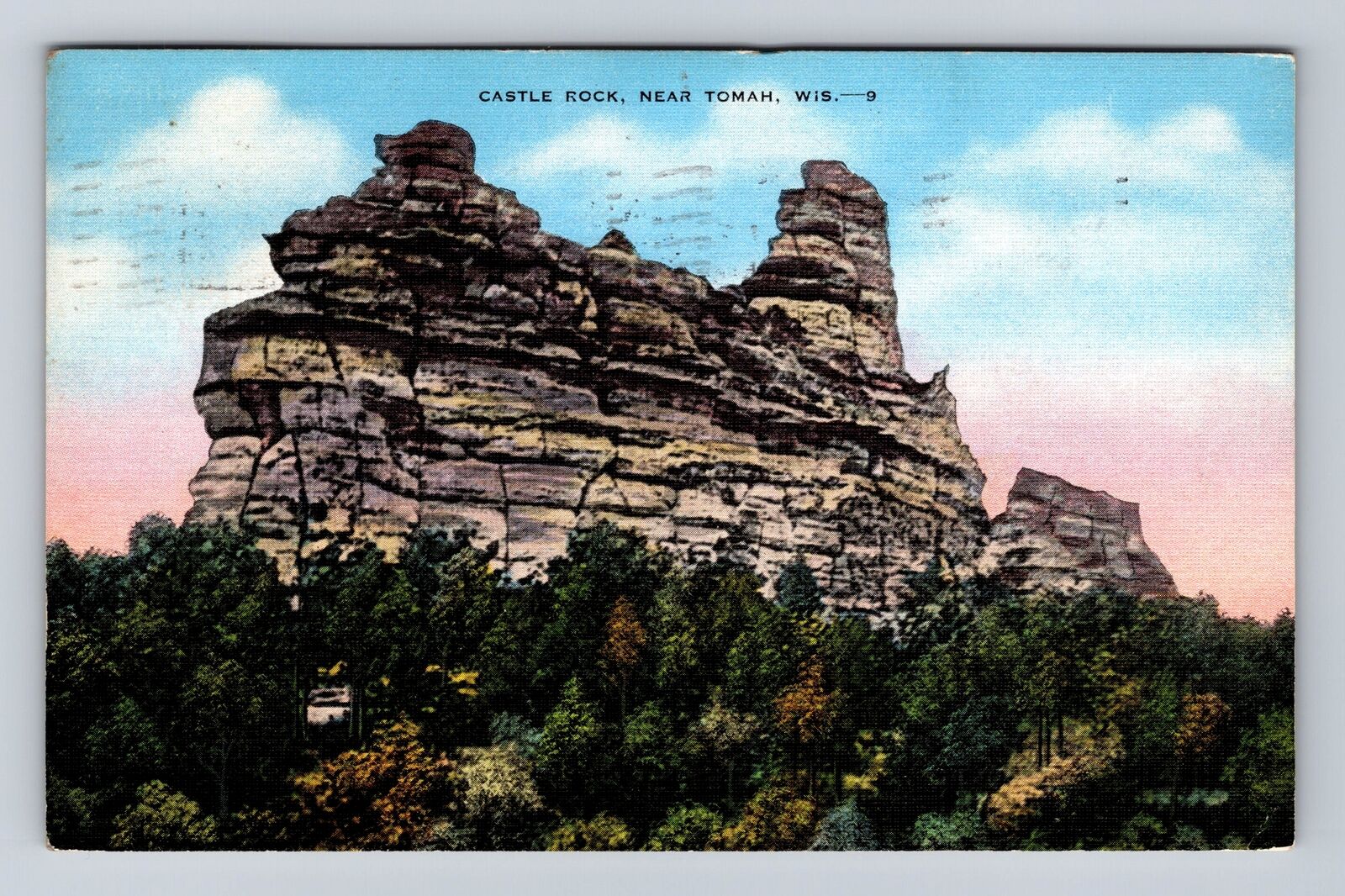 Tomah WI-Wisconsin, Castle Rock, Antique Vintage c1940 Souvenir Postcard
