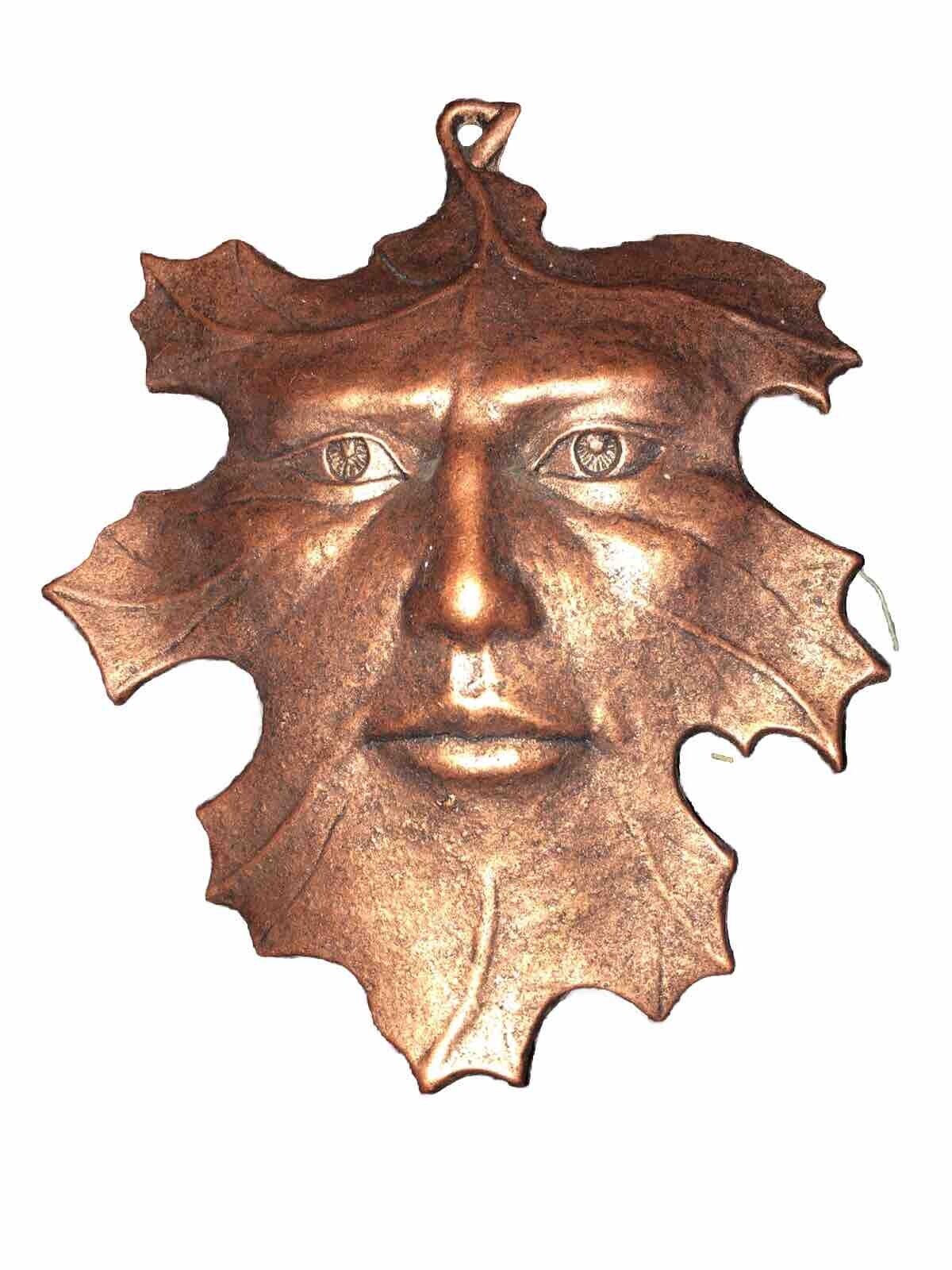 Carson 1996 Spirit Of The Forest Oak Leaf Man Face Copper Tone Wall Art Plaque