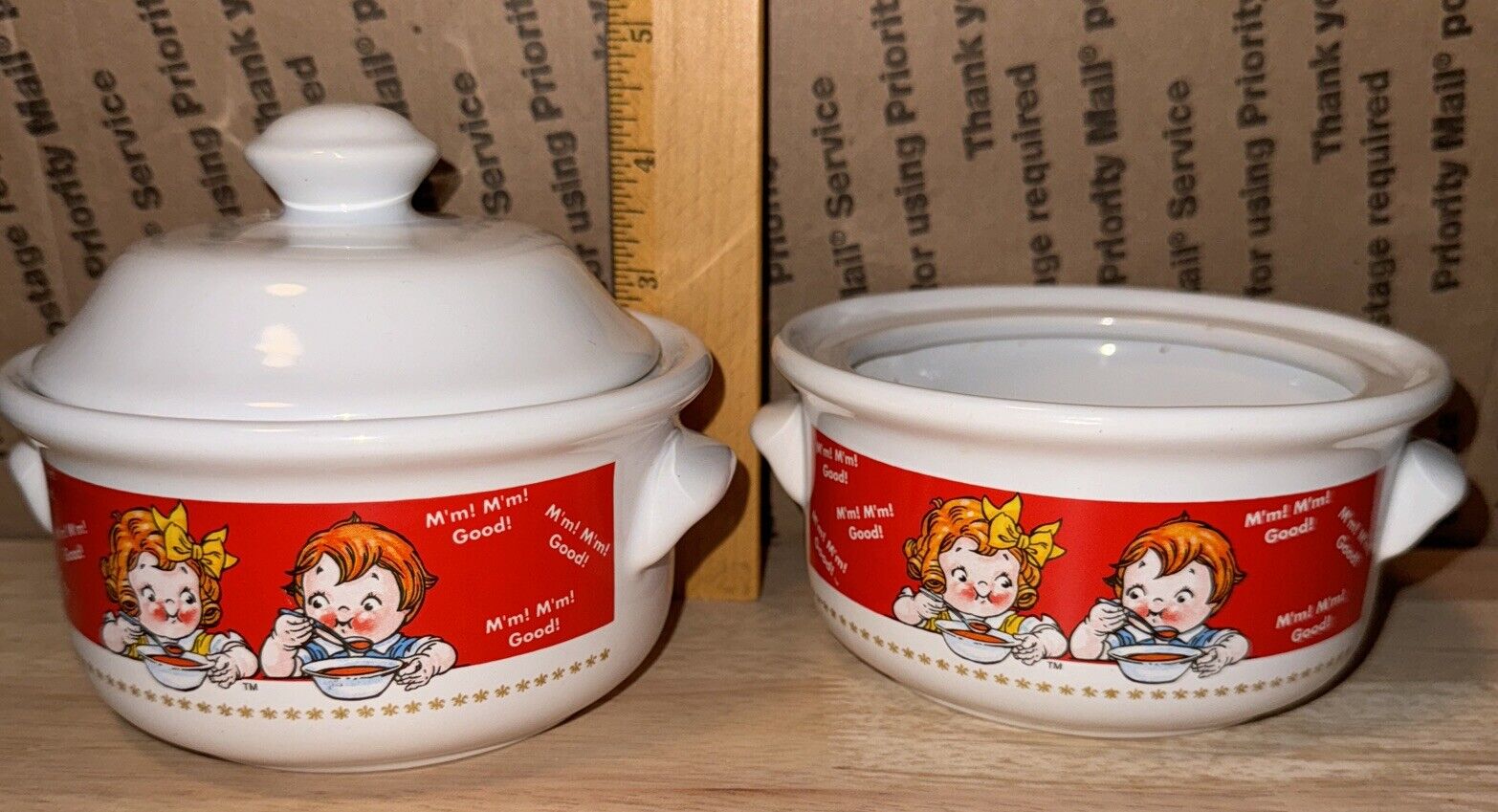 VTG Campbell's Soup Bowls 1998 w/ Handles & 1 Lid- Set Of 2 (USED)