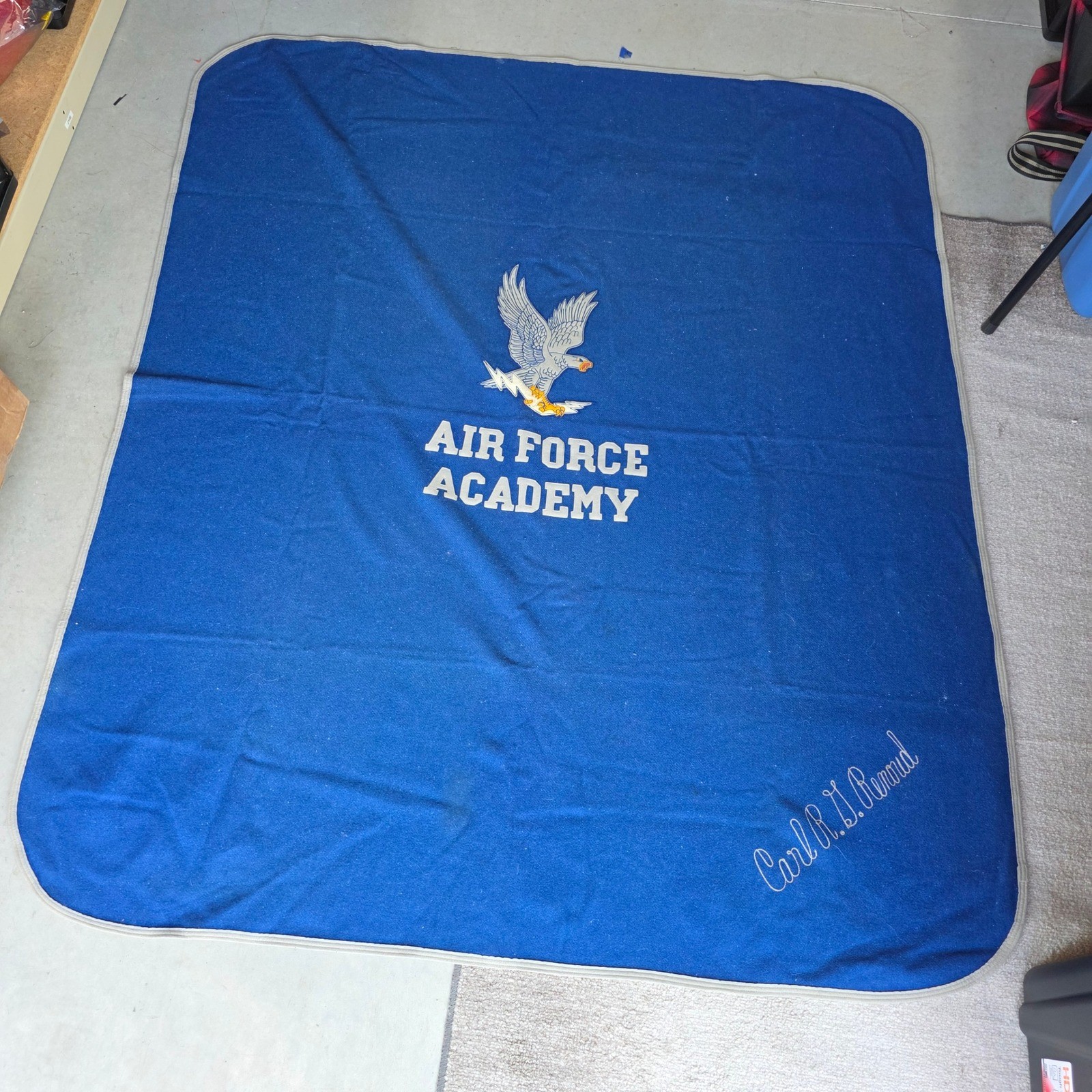 Vintage Air Force Academy Virgin Wool Stadium Blanket Collegiate Mfg Co Blue