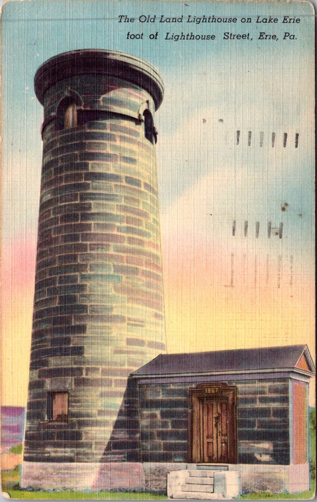 The Old Land Lighthouse On Lake Erie 1963 Erie PA Vintage Postcard 4P16-14