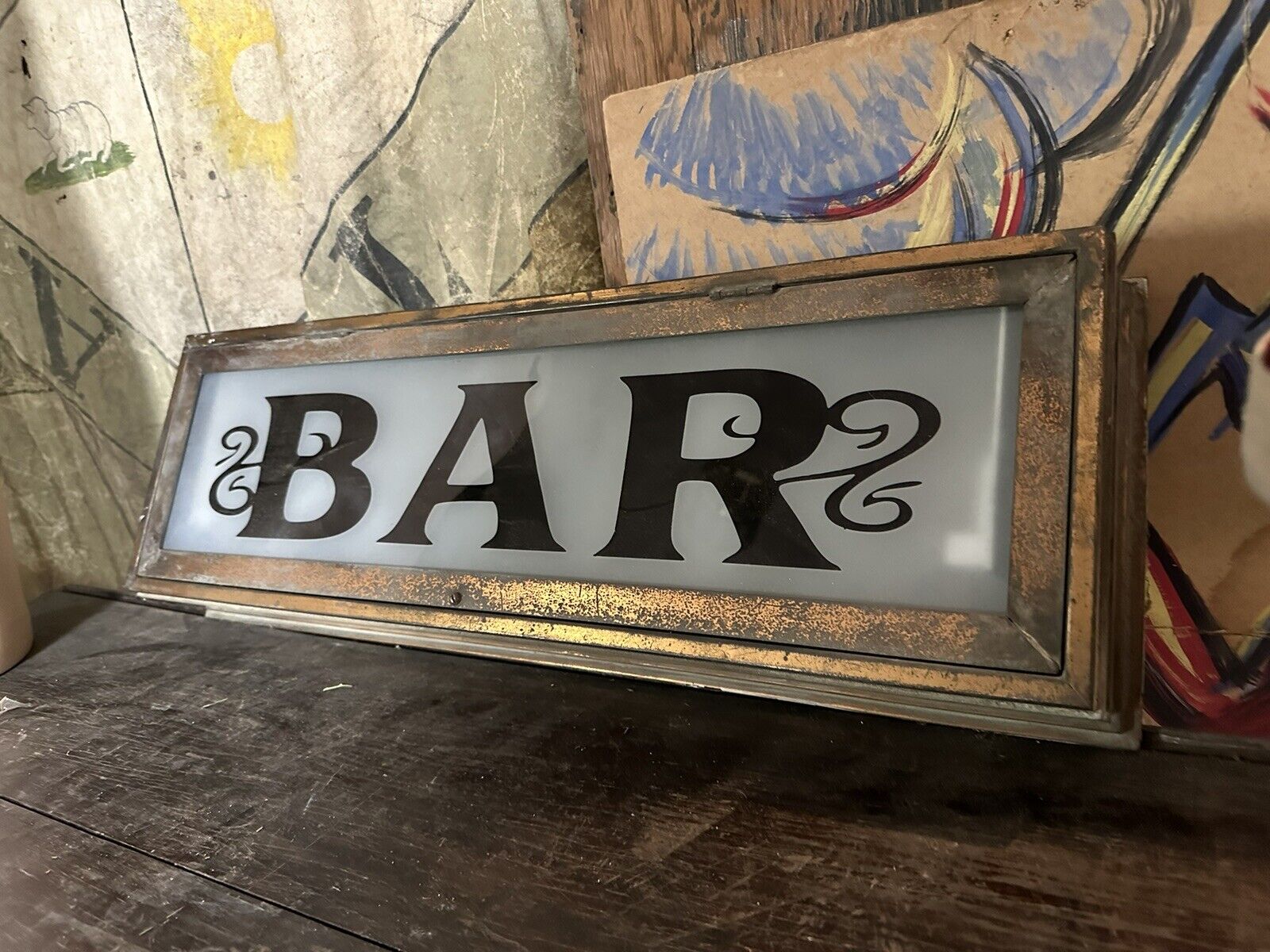 1940s Lighted Bar Kitchen Brewery Sign Arrow Art Deco Restaurant Cafe Bar