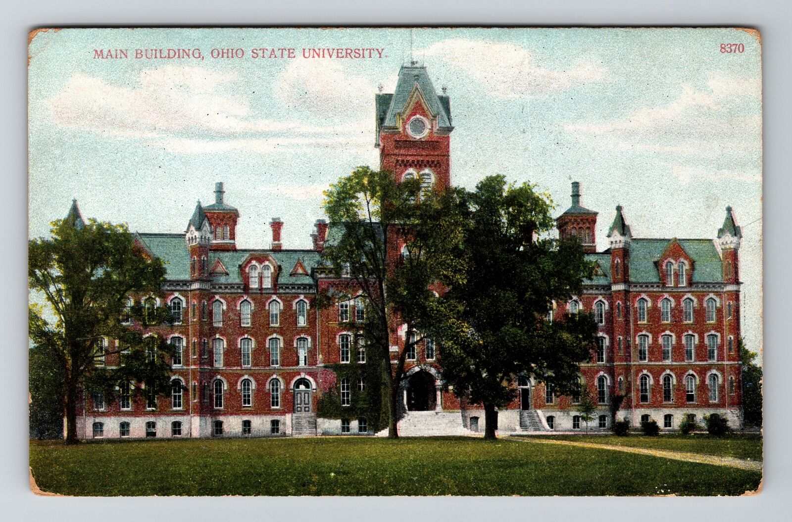 OH-Ohio, Main Building, Ohio State University, Front View, Vintage Postcard