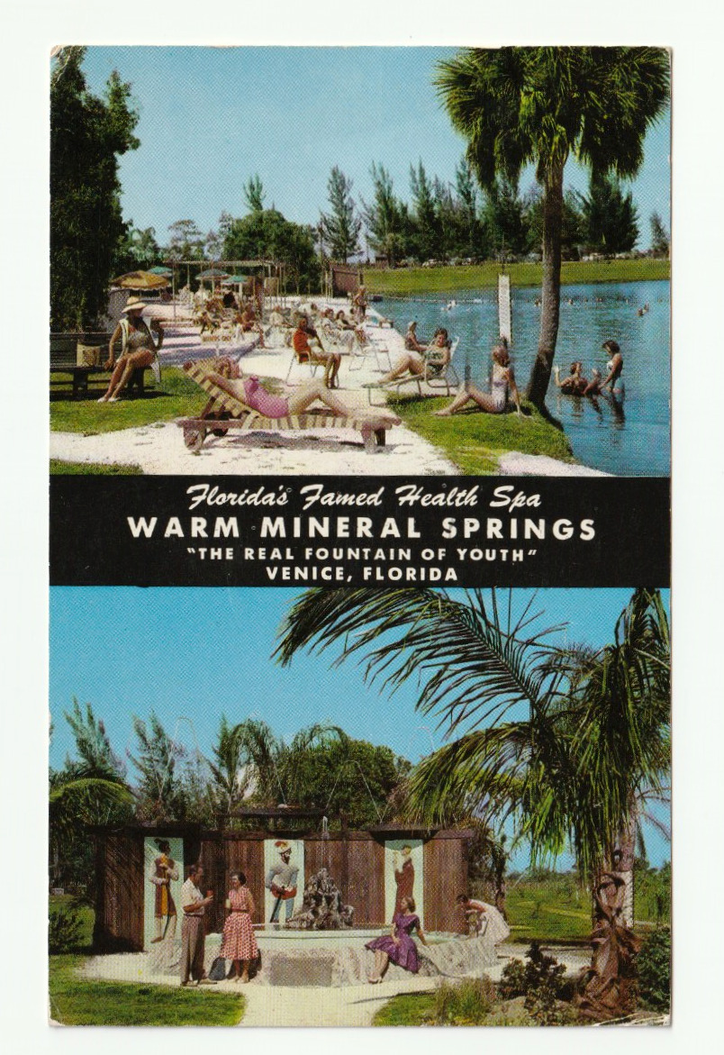 Vintage RPPC Venice FL Warm Mineral Springs Postcard Used 1958 #P1