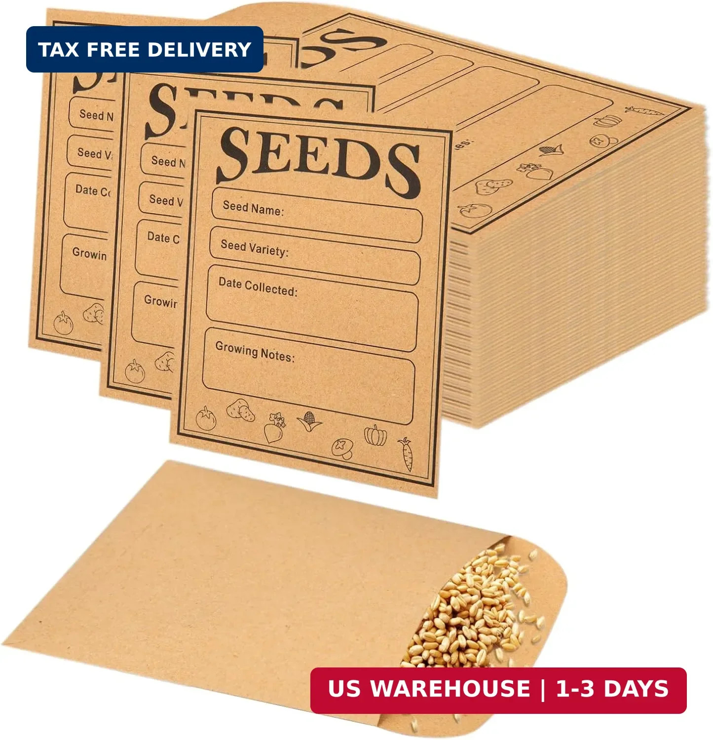 150pcs Seed Saving Envelopes 4.7x3.1 Inch | Reusable Seed Kraft Storage Organize 150pcs Seed Saving Envelopes 4.7x3.1 Inch | Reusable Seed Kraft Storage Organize