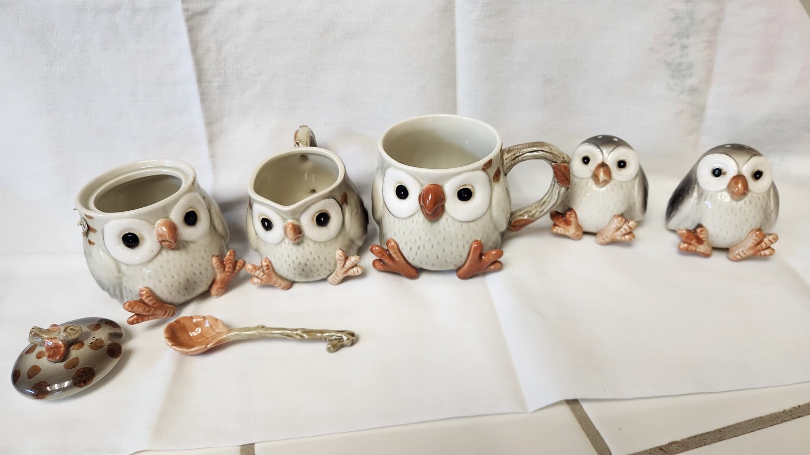 Vintage Fitz And Floyd Spotted Owl Tea Set Collection. Japan Vintage Fitz And Floyd Spotted Owl Tea Set Collection. Japan