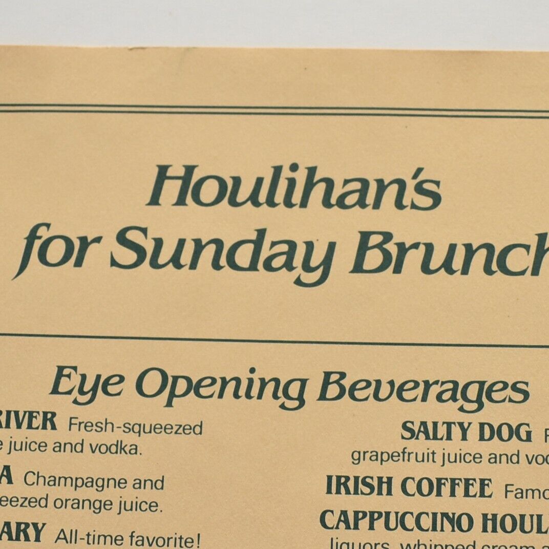 Vintage 1984 Houlihan\'s Sunday Brunch Buffet Restaurant Menu Emporium Table #1