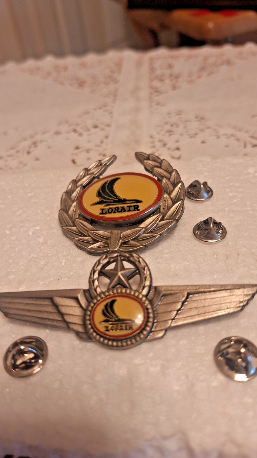 Lorair Airlines Captain Wing & Hat Badge. Ex. Cond. 1995-2001. Buy It Now Lorair Airlines Captain Wing & Hat Badge. Ex. Cond. 1995-2001. Buy It Now