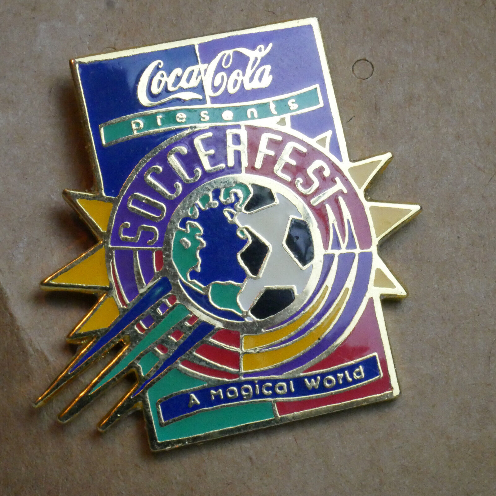 Vintage 1994 Coca-Cola Soccer Fest A Magical World Pin Metal Enameled