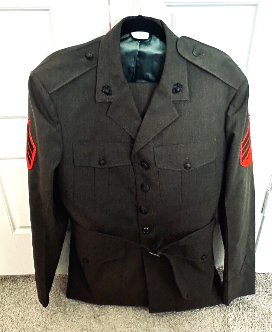 US Marine Corps USMC Vintage Green Uniform Dress Jacket Men’s Size 44L