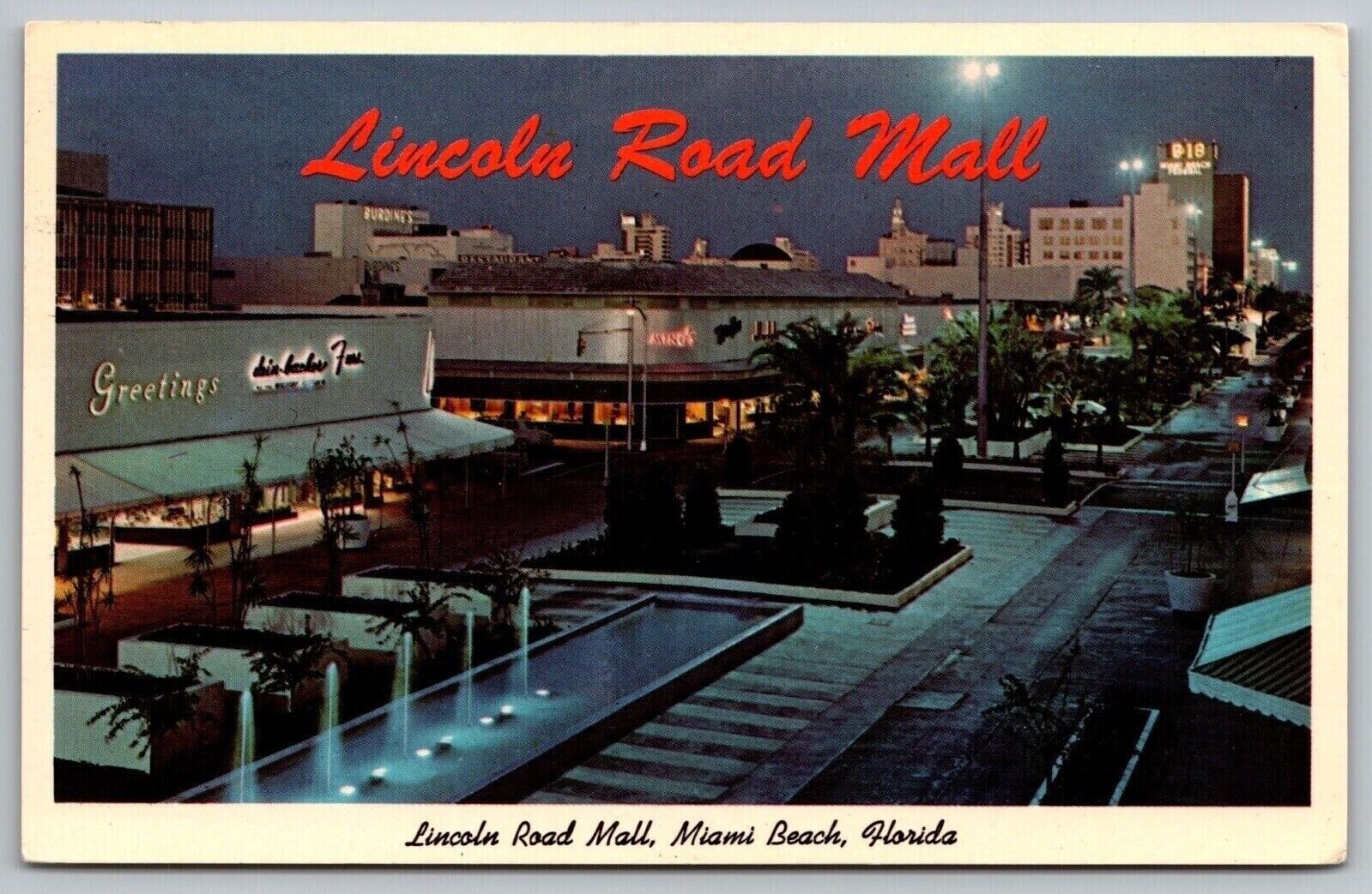 Lincoln Road Mall Miami Beach Florida Birds Eye View Fountains WOB VNG Postcard
