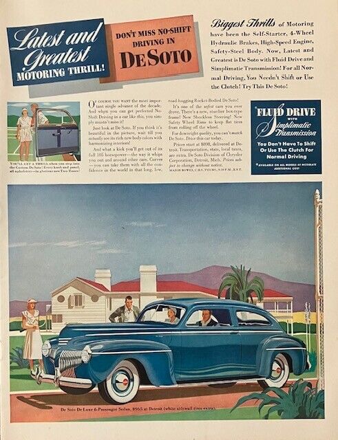 Rare 1941 Original Vintage Desoto Car Auto Automobile Coupe Advertisement AD