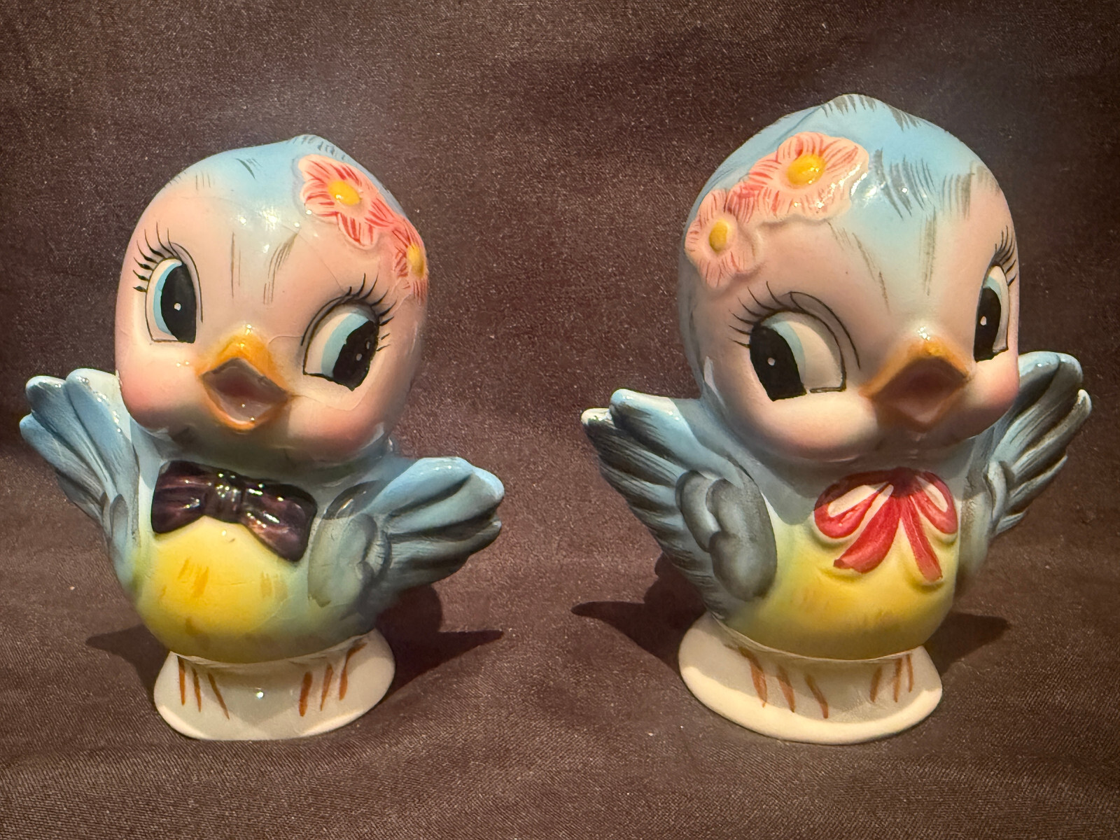 Geo. Z. Lefton Mr & Mrs Blue Bird Salt and Pepper Shaker Set 282 Ceramic S&P 500