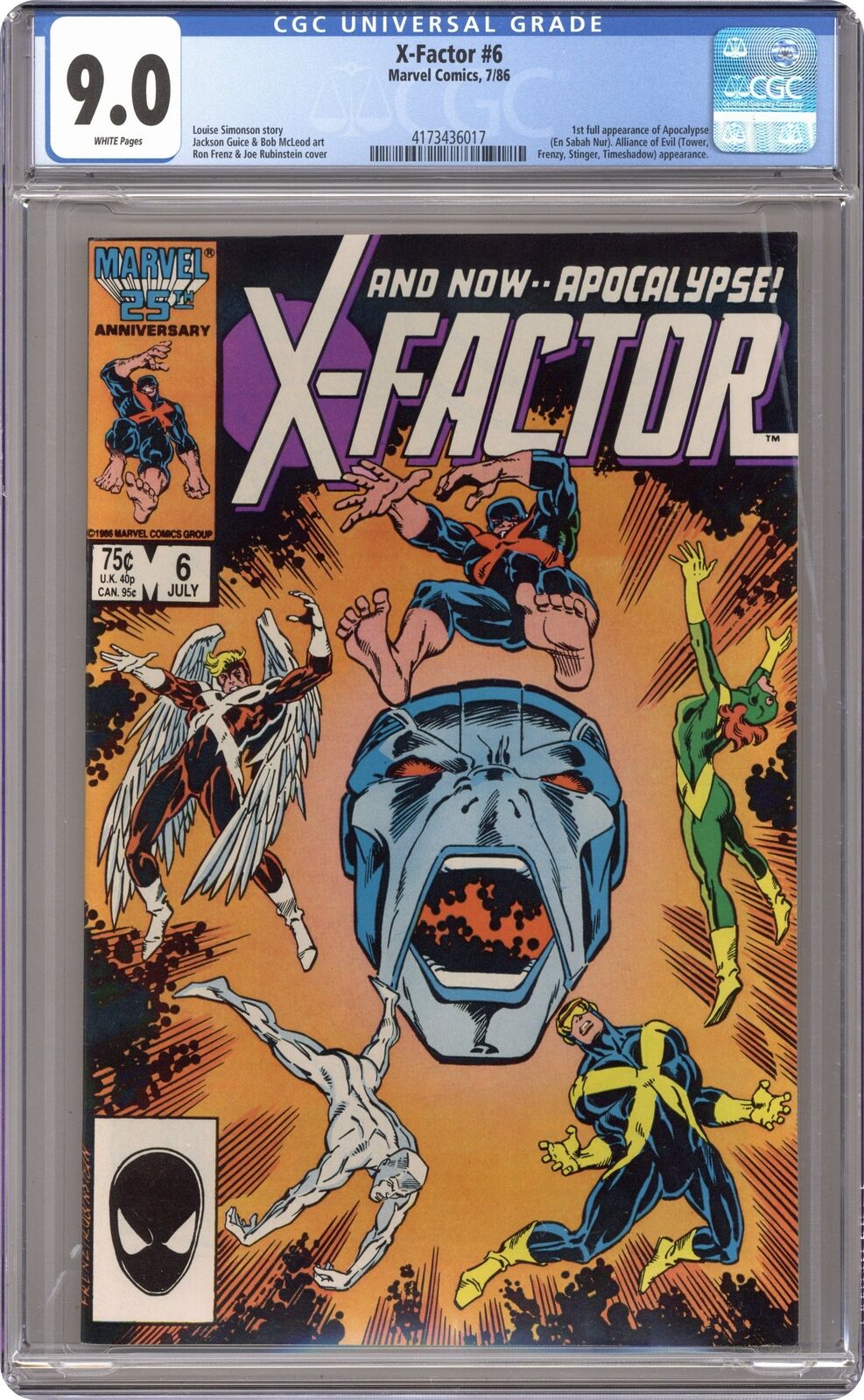 X-Factor #6D CGC 9.0 1986 4173436017 1st full app. Apocalypse