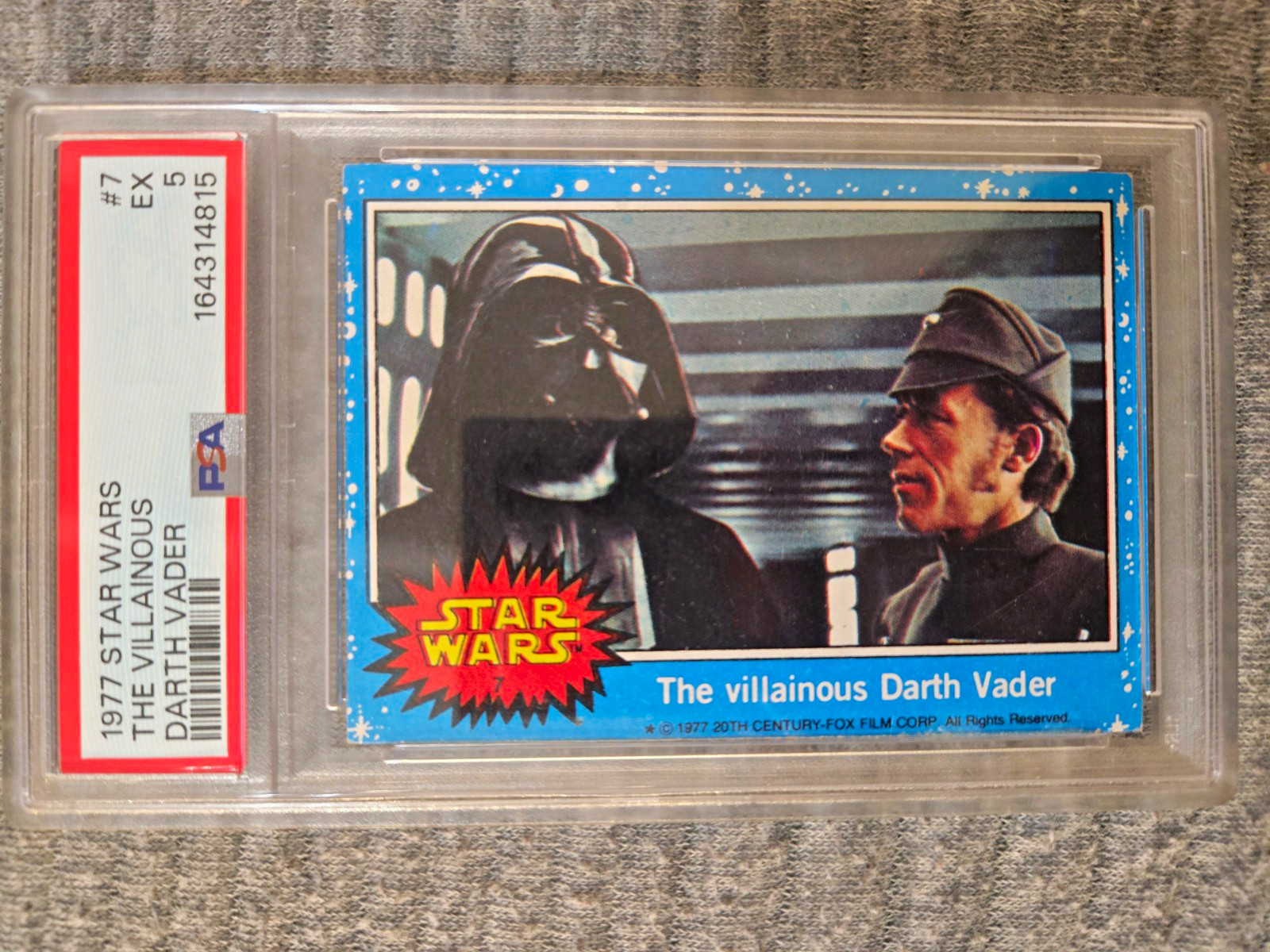 Topps 1977 Star Wars #7 The Villainous Darth Vader PSA 5 EX Card Topps 1977 Star Wars #7 The Villainous Darth Vader PSA 5 EX Card