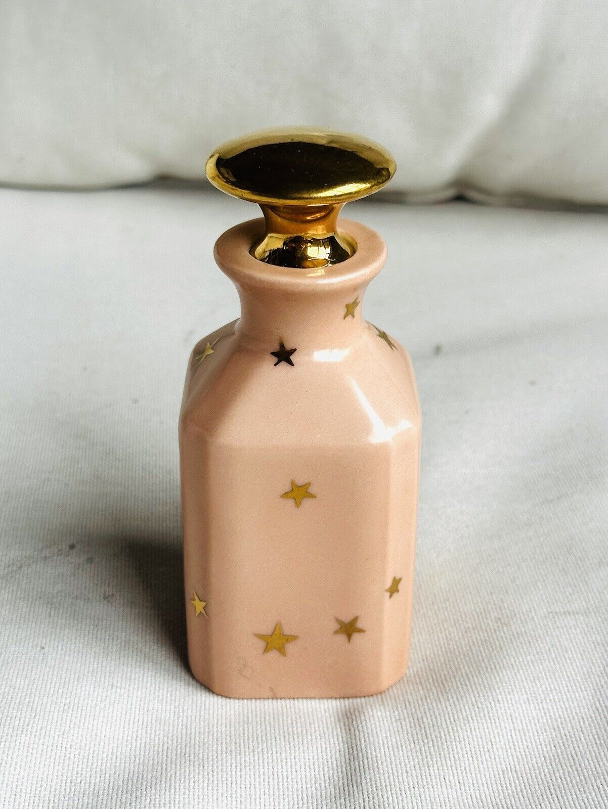Porcelaine De Paris Perfume Bottle Limoge Porcelain  Pink Blush Gold Stars
