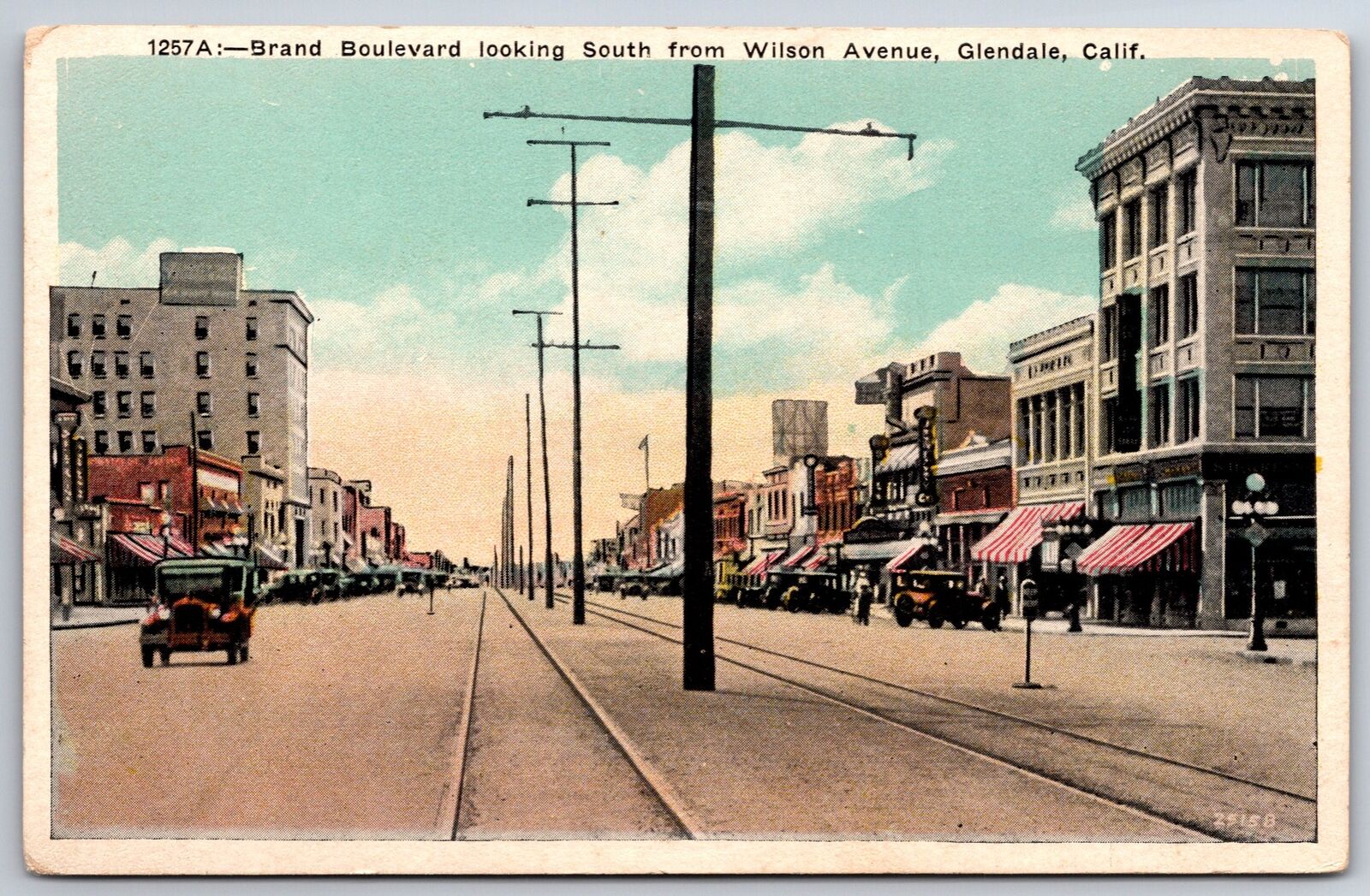 Glendale California~Brand Boulevard Stores @ Wilson Avenue~Trolley Tracks~1920s 