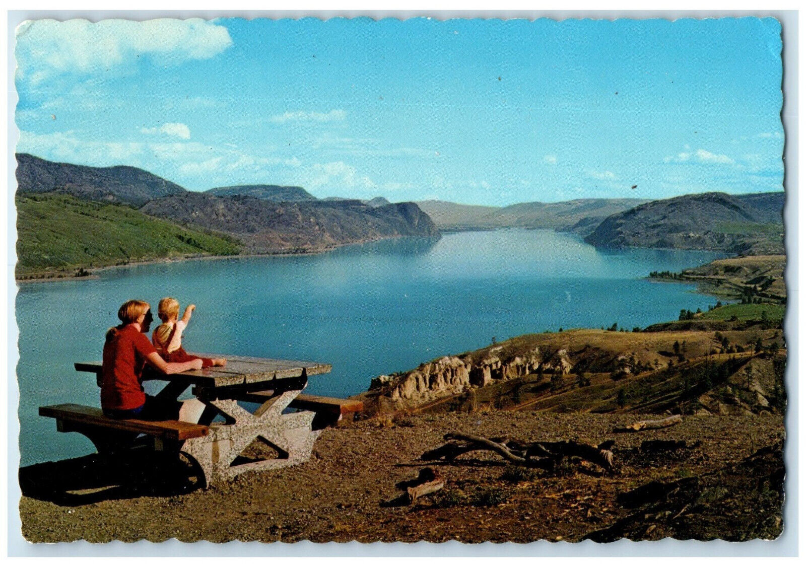 c1950's Overlooking Mountains Kamloops Lake British Columbia Canada Postcard