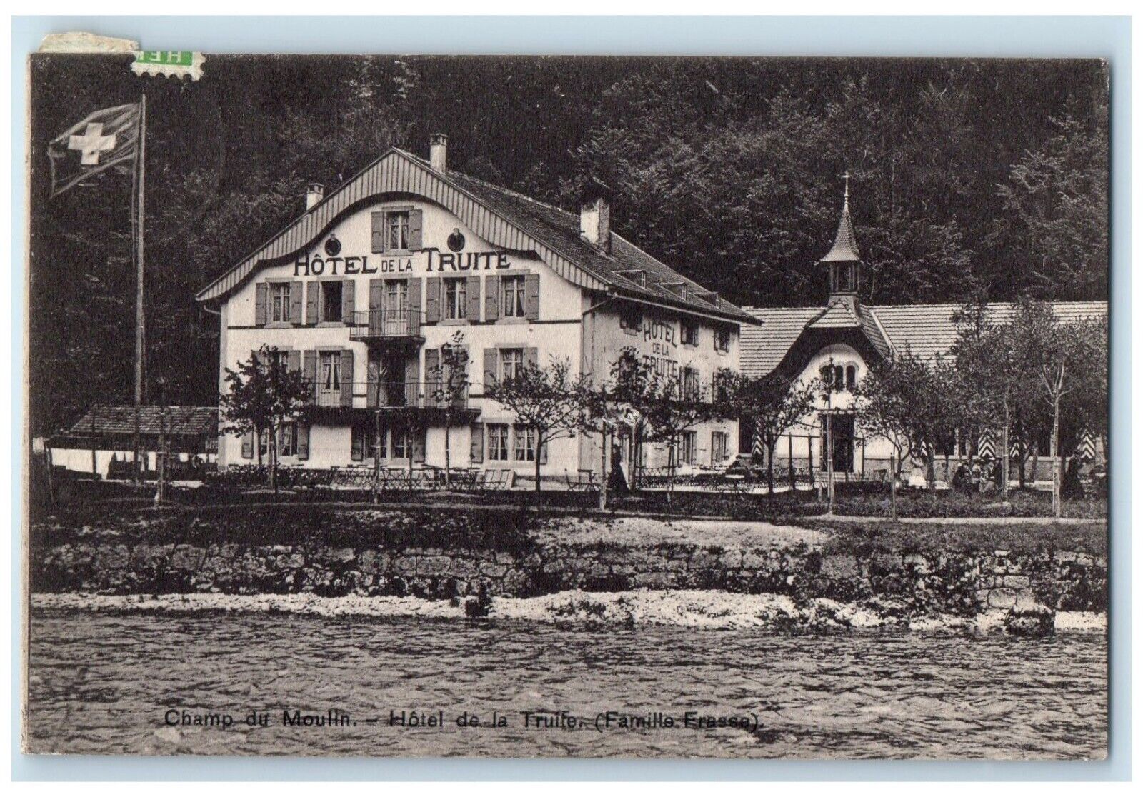 1908 Hotel De La Truite Champ Du Moulin Dessus Switzerland Posted Postcard