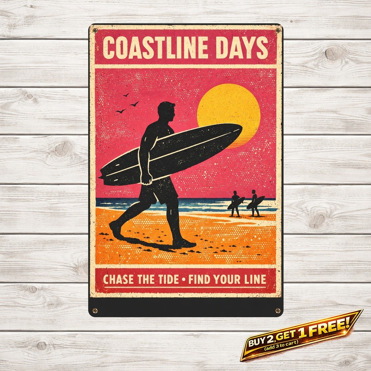 Endless Summer Vintage Surf Poster Metal Sign Beach House Wall Decor