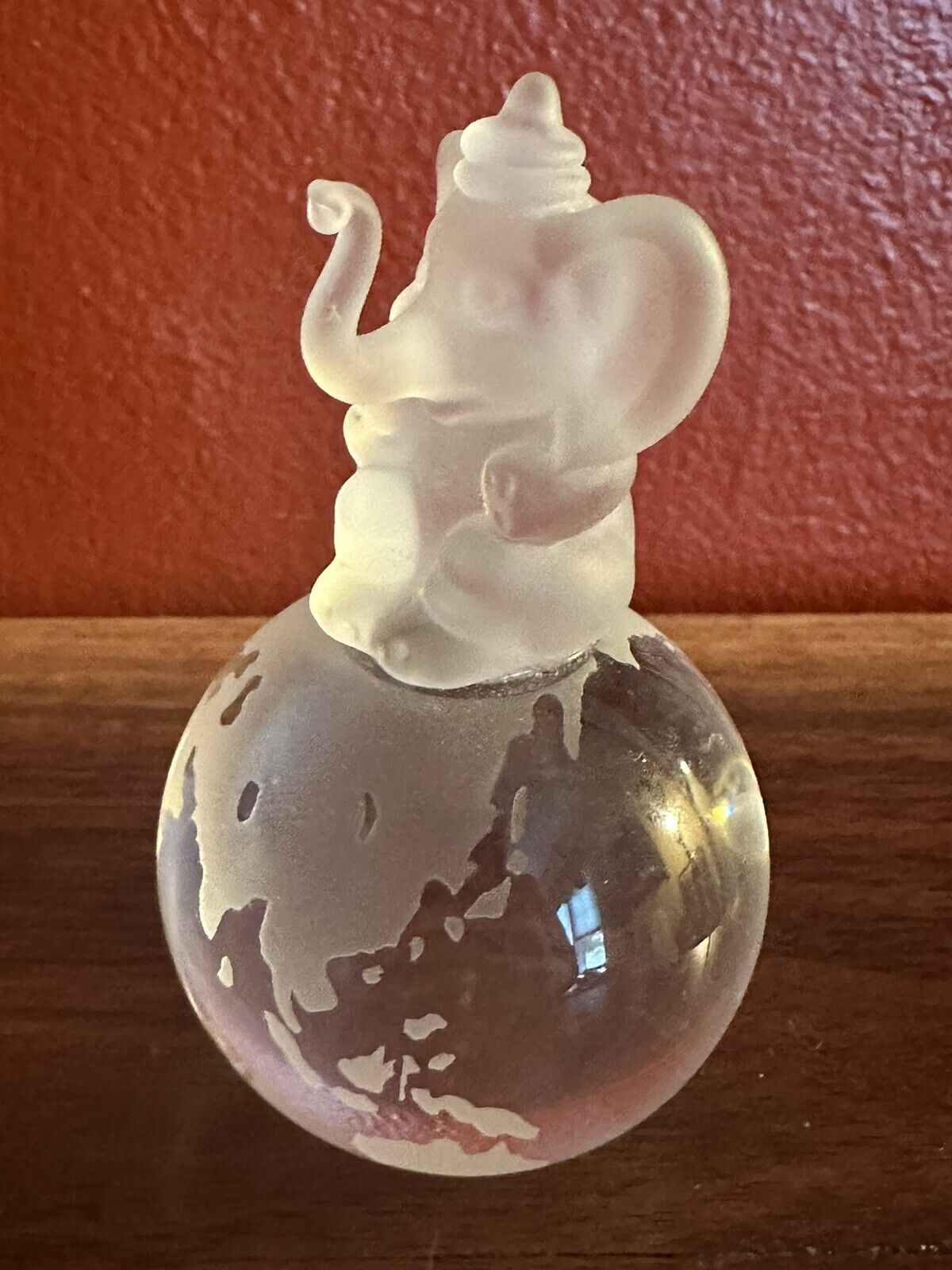 Vintage Disney DUMBO Sitting On Frosted Glass Globe Figurine Paperweight 3.75”